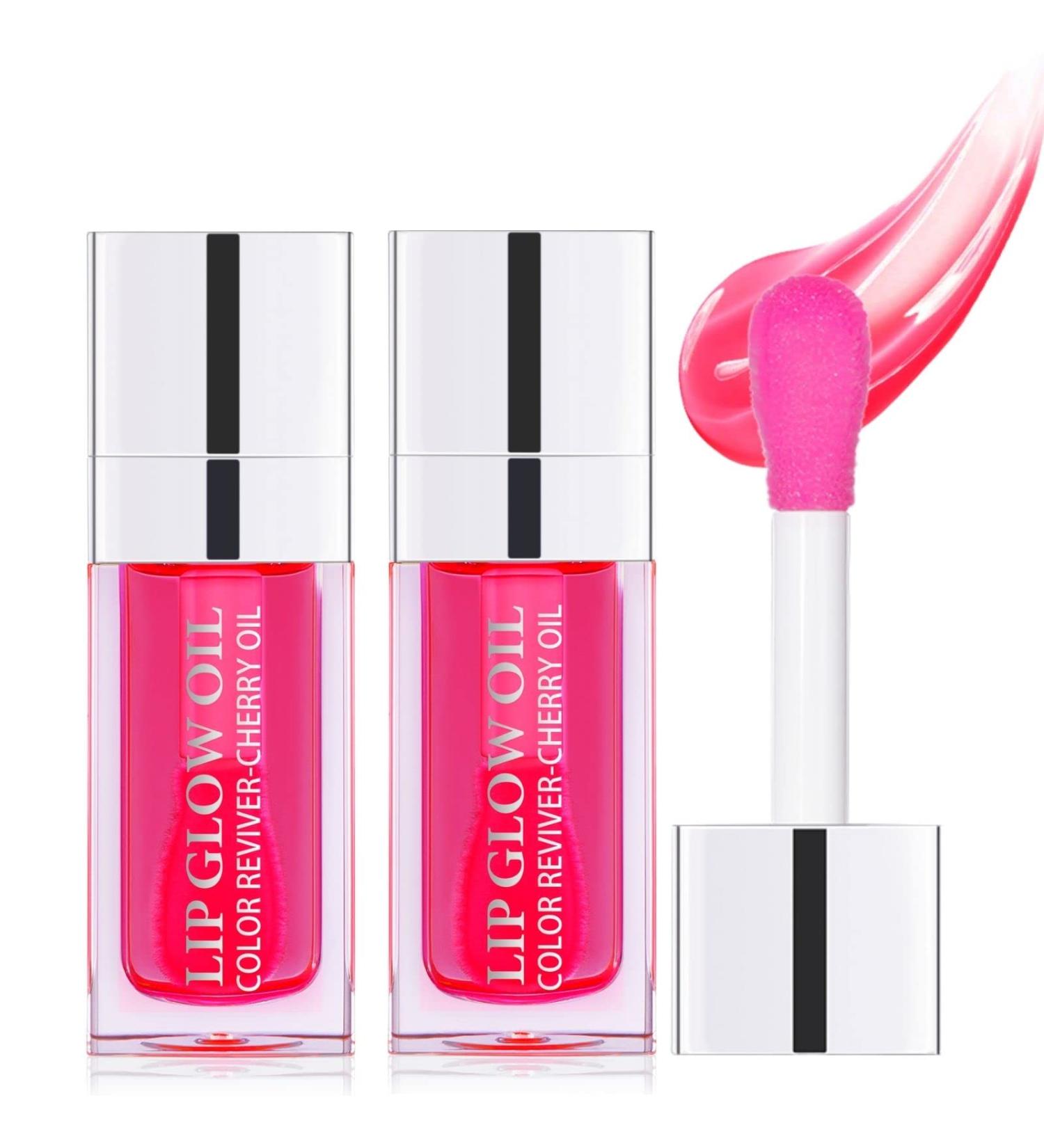2 PCS Hydrating Lip Oil - Plumping & Long Lasting Tinted Gloss for Dry Lips (015CHERRY) - Buy Online on SooperMarket.com