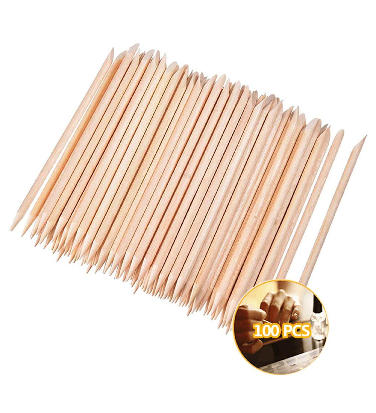 100 Pcs Orange Wood Sticks - Double-Sided Nail Art & Manicure Tools for Perfect Nails | Multifunctional Nail Cutters & Cuticle Care - Buy Online on SooperMarket.com