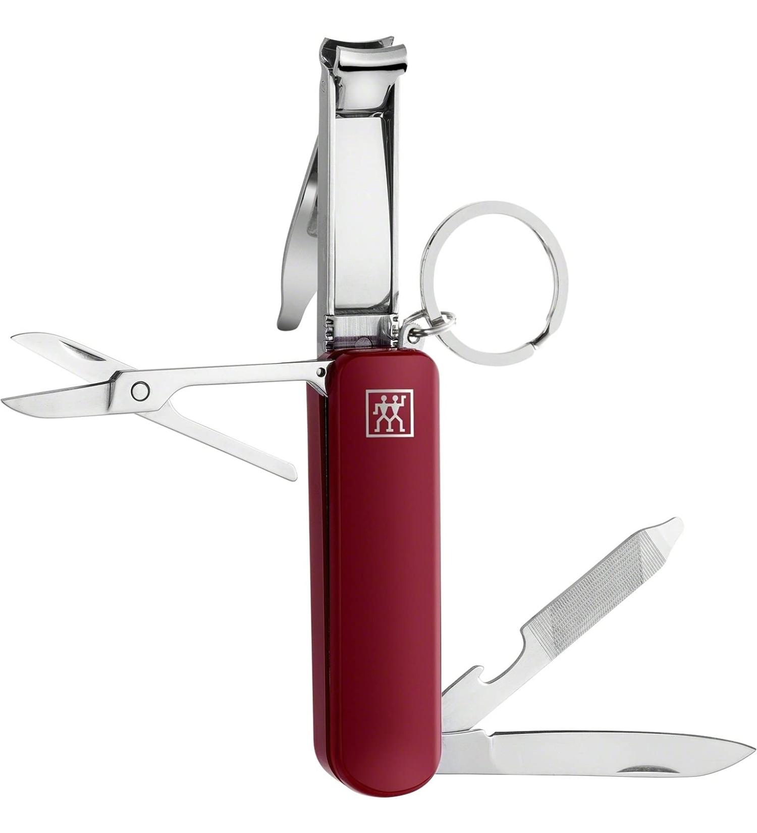 ZWILLING Multi-Tool Manicure & Pedicure Kit - Travel Size Stainless Steel with Keychain - Compact 75mm Red - Buy Online on SooperMarket.com