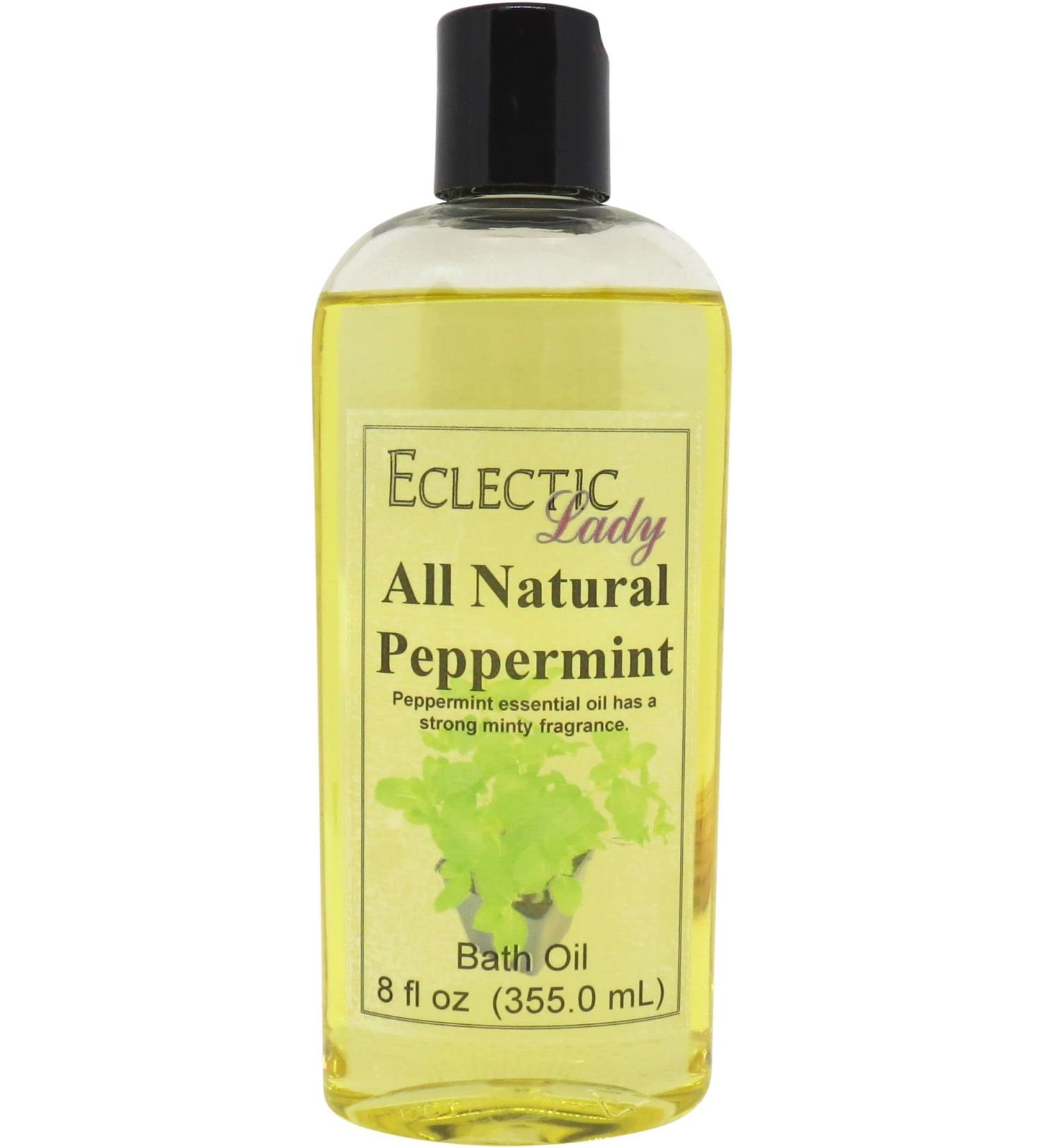 Peppermint Bath Oil by Eclectic Lady - Relaxing Moisturizing Body Oil for Sensitive Skin - 8 oz Scented Bath Oil - Buy Online on SooperMarket.com