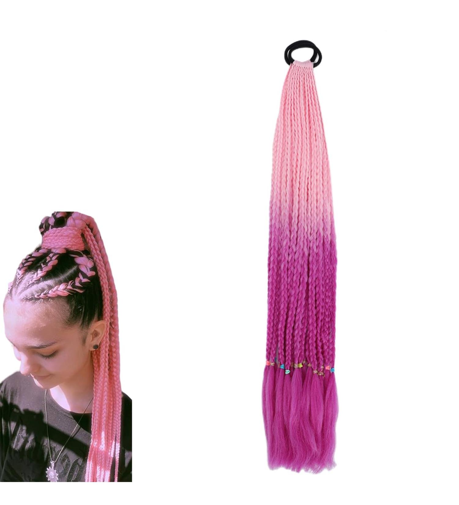 prinfantasy Color Wig Braided Wig Hair Ponytail Fiber Wig Braids Gradient Color Braid Ponytail Braid Hairpiece Giant Hair Band Braided Ponytail Purple Hair Extensions BZ200 GBBZ200 24 inch - Buy Online on SooperMarket.com