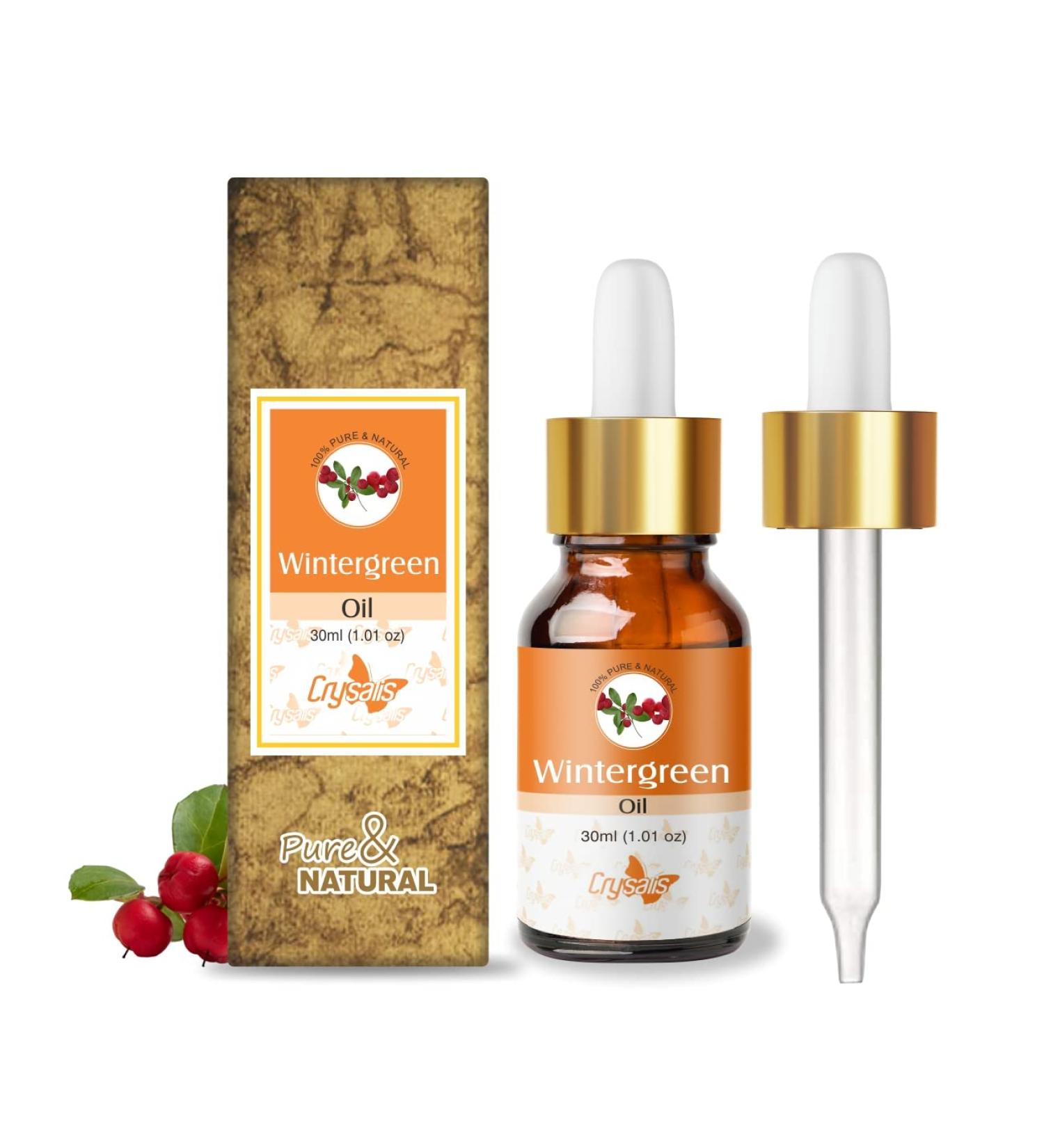 Crysalis Wintergreen (Gaultheria Procumbens) Oil |100% Pure & Natural Undiluted Essential Oil Organic Standard|for Undiluted Therapeutic Grade |Aromatherapy Oil| for All Skin Types- 30ml with Dropper - Buy Online on SooperMarket.com