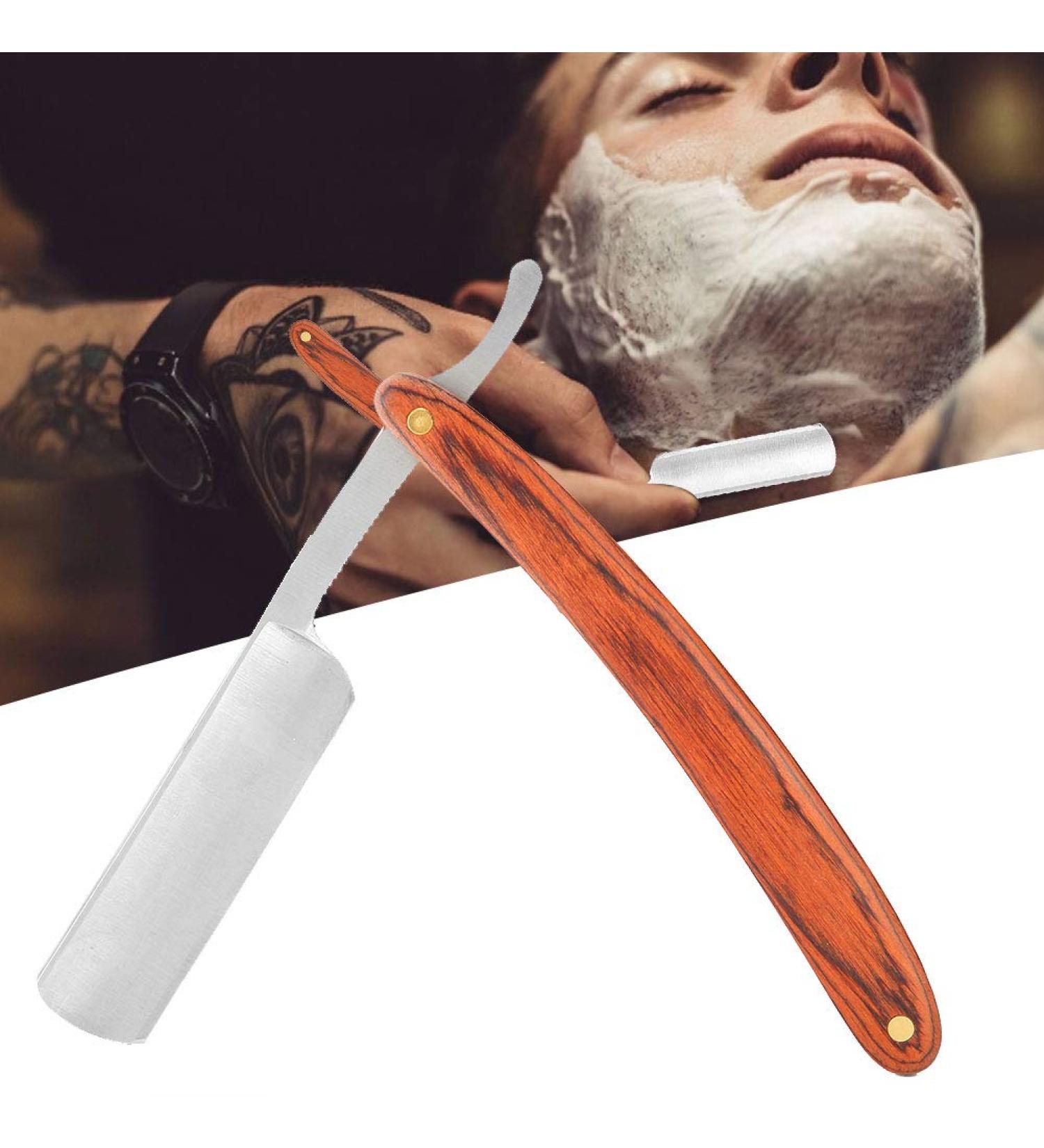Professional Razor Shaving Knife | Straight Edge Barber Razor with Wooden Handle | Best Beard & Hair Cutting Tool for Barbers - Buy Online on SooperMarket.com