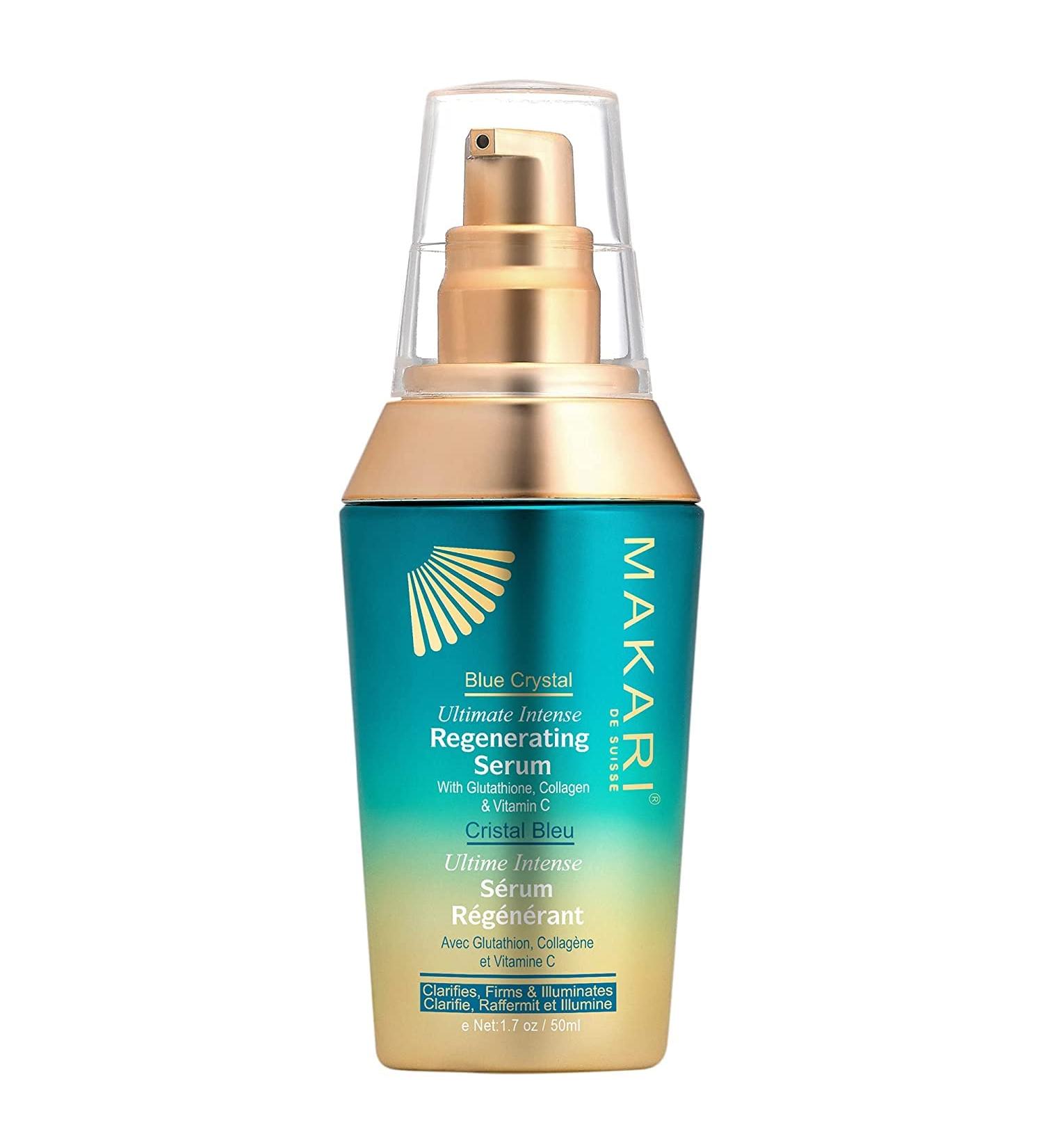 Makari Blue Regenerating Crystal Serum 1.7 OZ | Brightening & Tightening Body Serum with Natural Glutathione | Anti-Aging Dark Spot Reduction & Even Complexion - Buy Online on SooperMarket.com