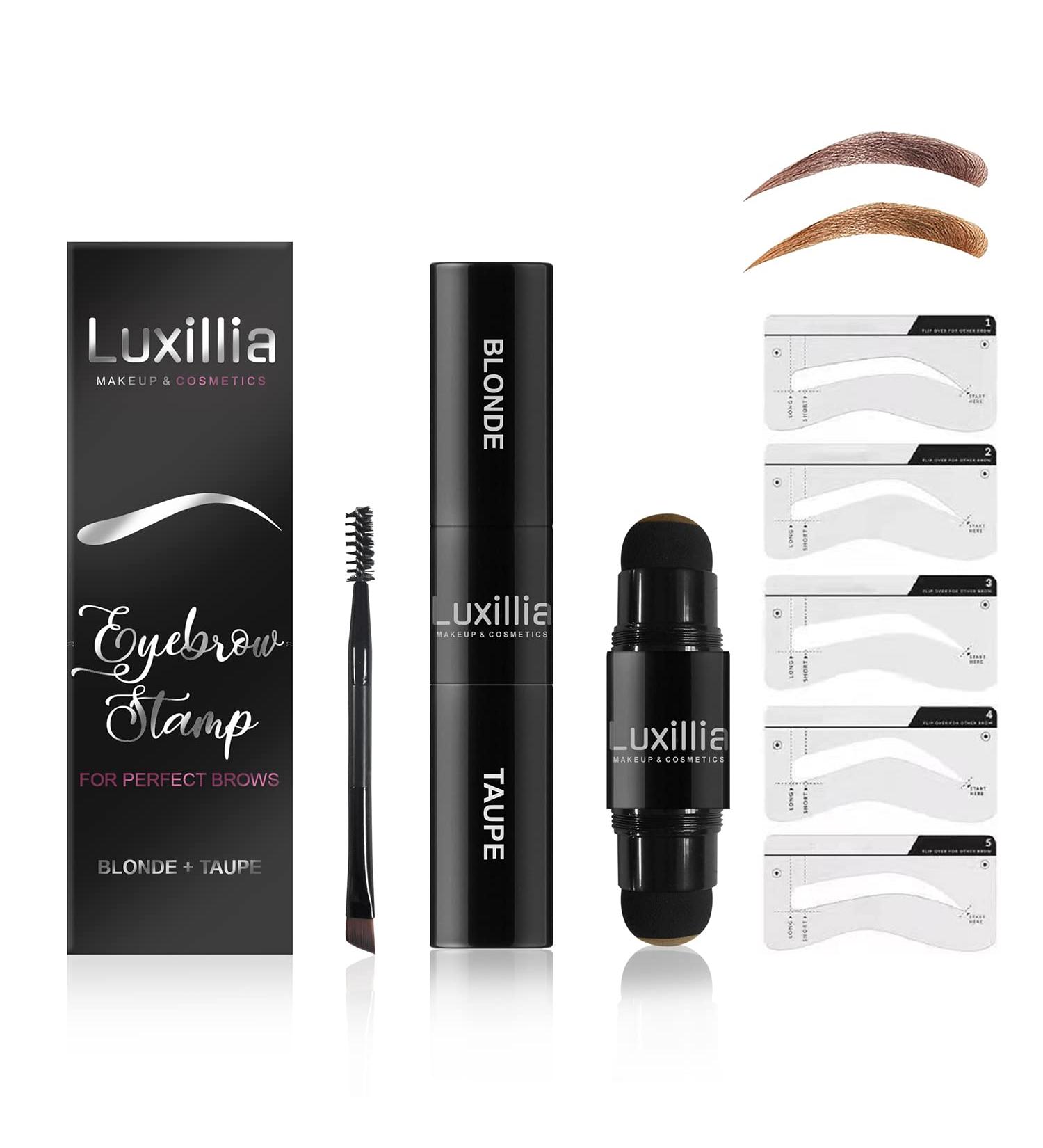 Luxillia Eyebrow Stamp Stencil Kit: Dual-Color, Waterproof, Sweatproof - Blonde + Taupe - Buy Online on SooperMarket.com