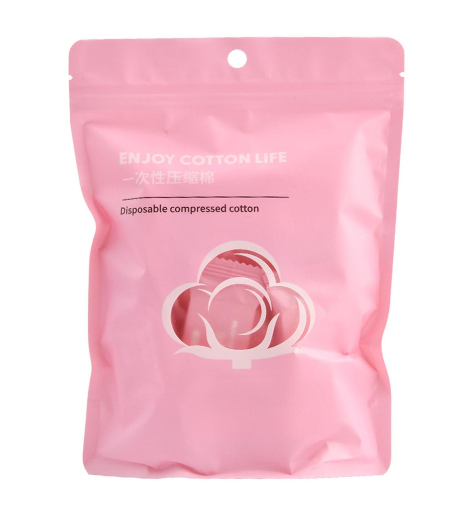 ulafbwur Disposable Cotton Pad 20pcs Disposable Compressed Cotton Pad Wet Use Expandable Towel Portable Outdoor Travel Pink - Buy Online on SooperMarket.com