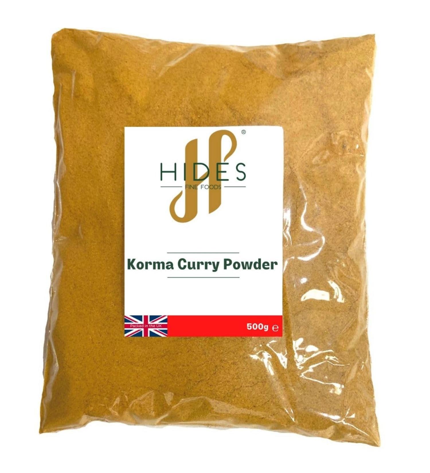 Hides Fine Foods Korma Curry Powder 500g - GMO Free, Vegetarian-Friendly - Authentic Indian Blend for Asian Cooking - Perfect for Curry Takeaway or Fakeaway - Buy Online on SooperMarket.com