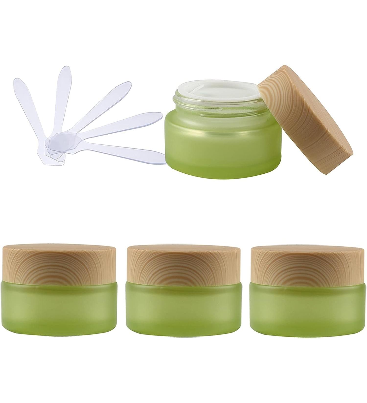 Plastic cosmetic jars empty jars 4 PC 50ml Empty Green Glass Cosmetic Jars with Screw Lid  50g Small Containers Storage Pot for Cosmetic Travel + 4X Spatula (Color : Groen Size : 20ml) (Color : Groe 20ml Groen - Buy Online on SooperMarket.com