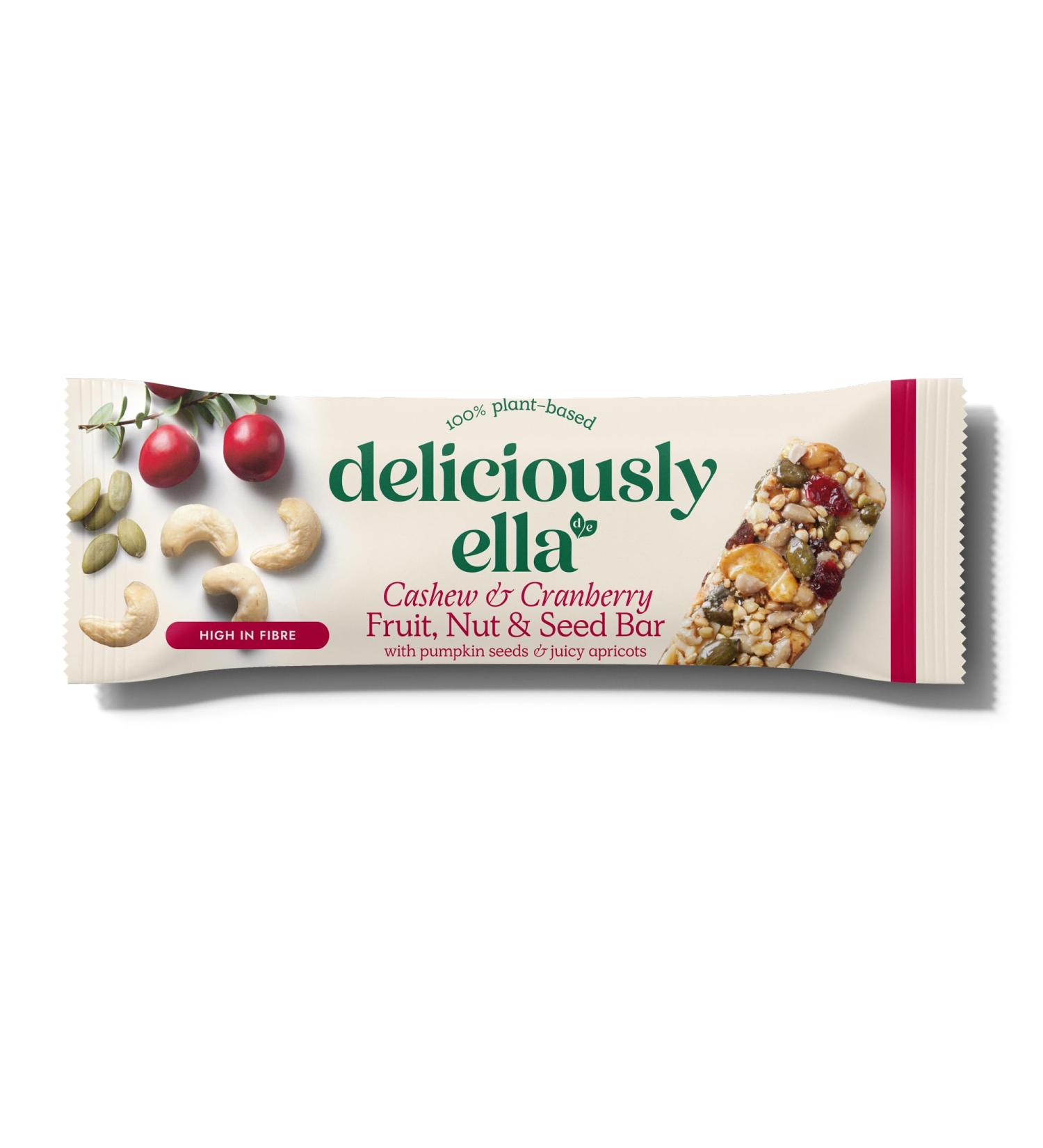Deliciously Ella Cashew & Cranberry Bars - Gluten-Free Vegan Snack (12x40g) - Buy Online on SooperMarket.com