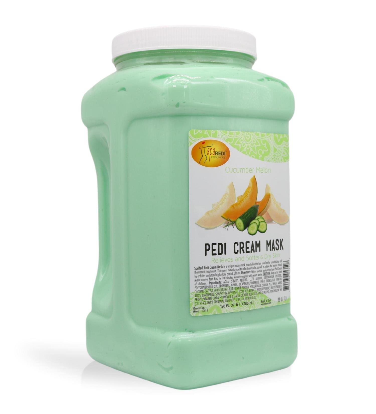 SPA REDI - Body and Foot Cream Mask  Cucumber and Melon  128 Oz - Pedicure Massage for Tired Feet and Body  Hydrating  Fresh Skin