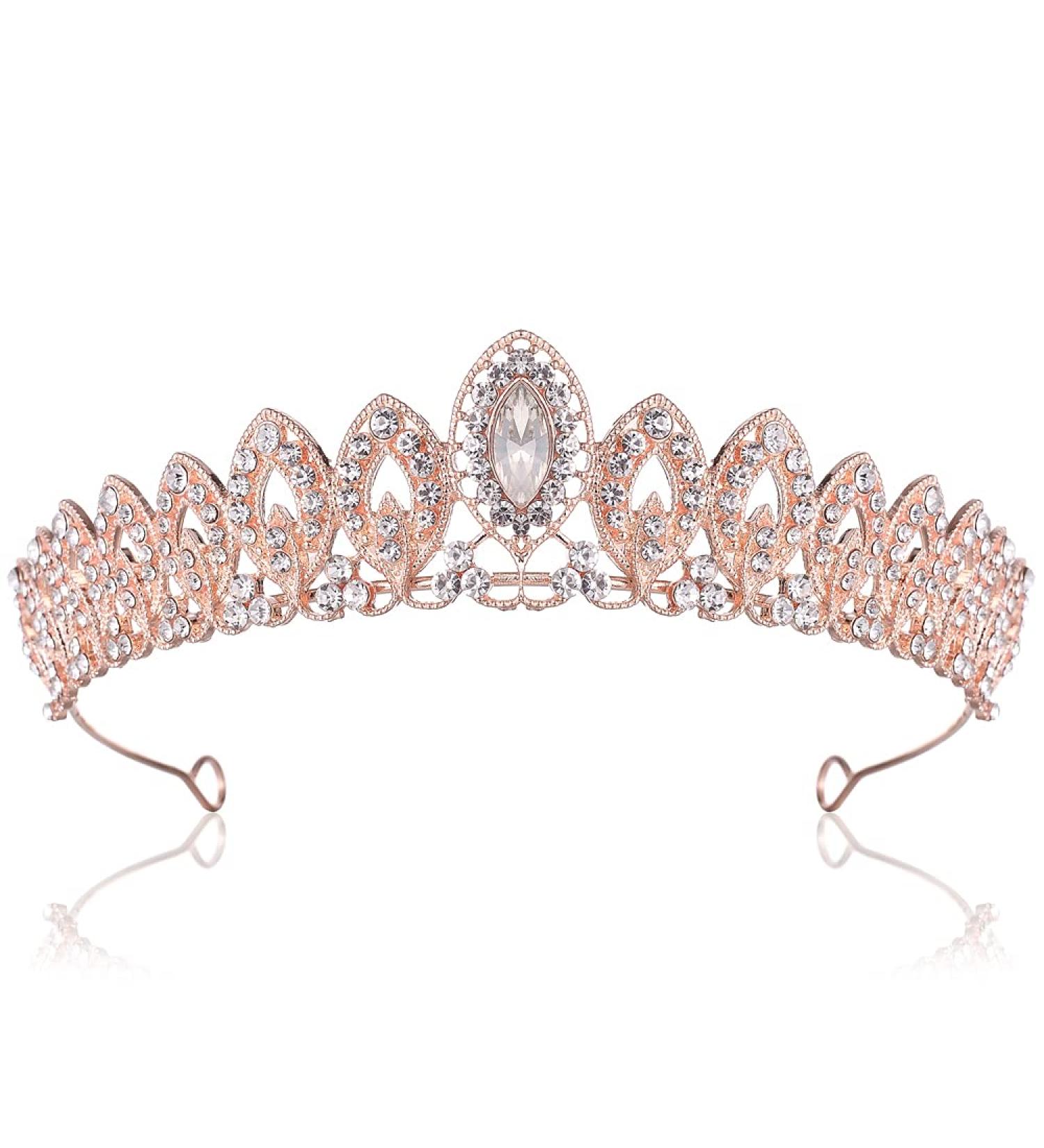 Rose Gold Rhinestone Crystal Tiara Crown for Women - Ideal for Birthday, Pageant, Wedding, or Prom - Buy Online on SooperMarket.com