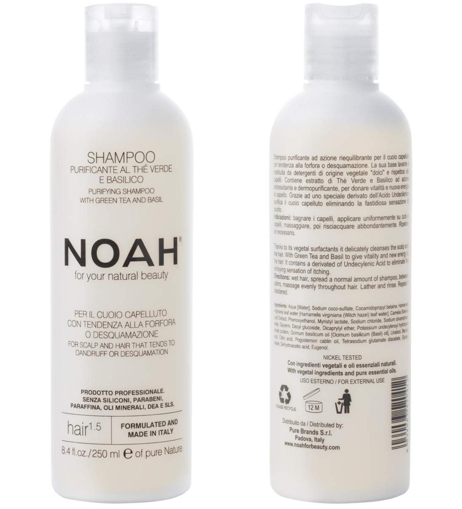 Noah Hair 1.5 Purifying Shampoo - Organic Green Tea & Basil Shampoo | Natural Dandruff Solution | 8.5 fl. oz - Buy Online on SooperMarket.com