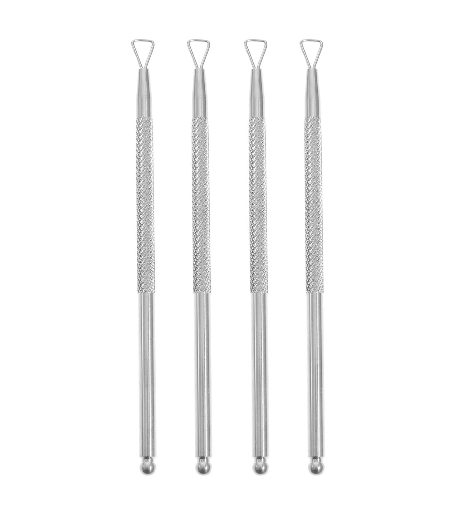KALLORY Stainless Steel Nail Scraper and Cuticle Pusher Set - Triangle Gel Polish Remover Tool (4 Pcs, Silver) - Buy Online on SooperMarket.com