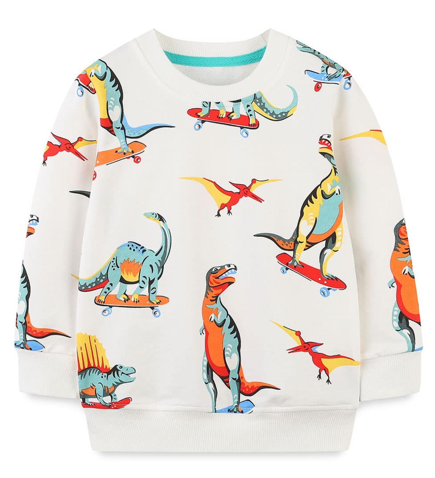 Kids Dinosaur Sweatshirt Boys Girls Cotton Top | Long Sleeve Pullover | Toddler Baby Clothes 1-8 Years | 2-3 Years Dinosaur 06 - Buy Online on SooperMarket.com