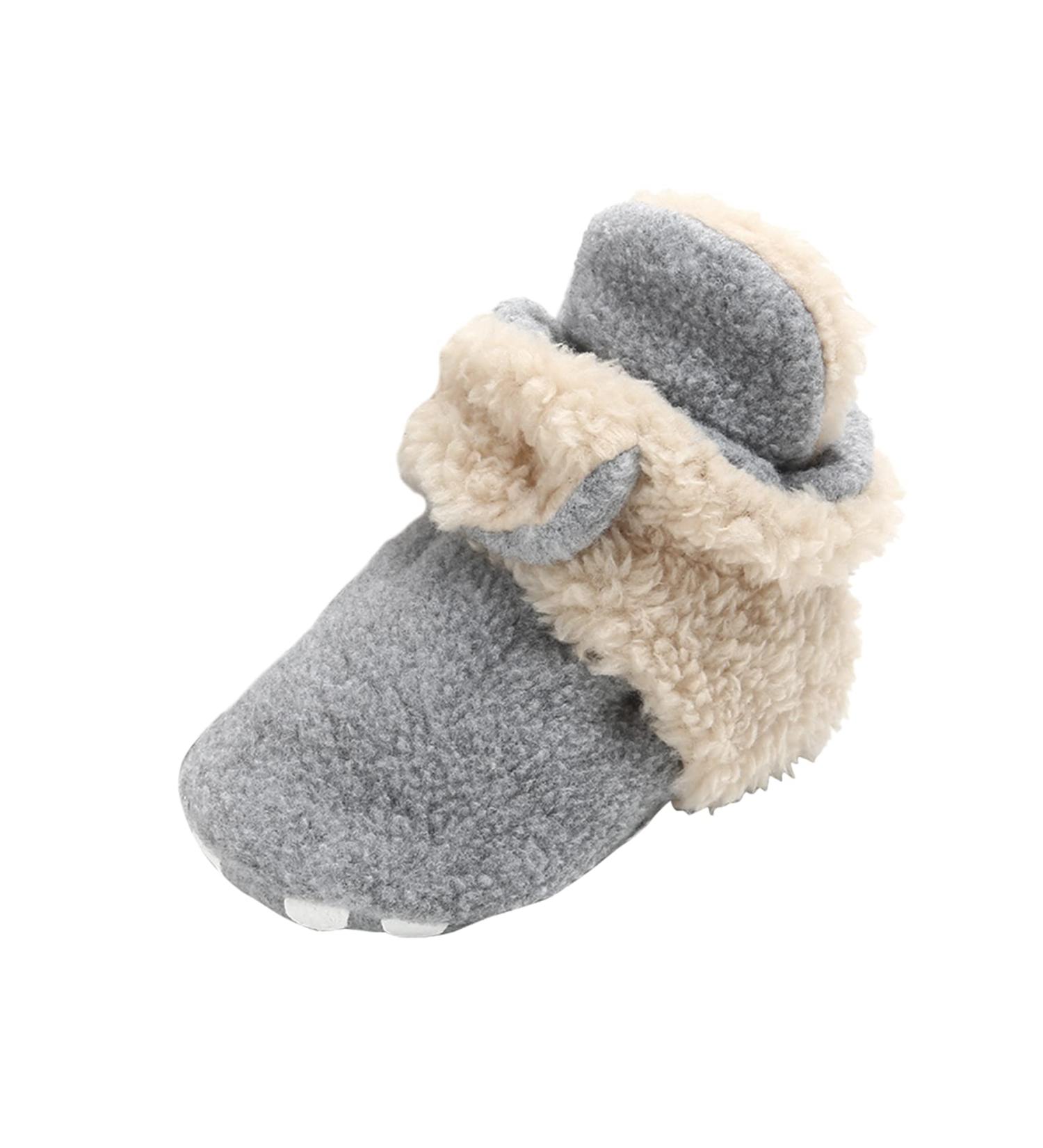 TMEOG Baby Booties Slippers - Infant Boots for Boys & Girls 0-6 Months - Winter Sock Crib Shoes - Light Grey White Furry - Newborn First Walking Shoes (0-18 Months) - Buy Online on SooperMarket.com