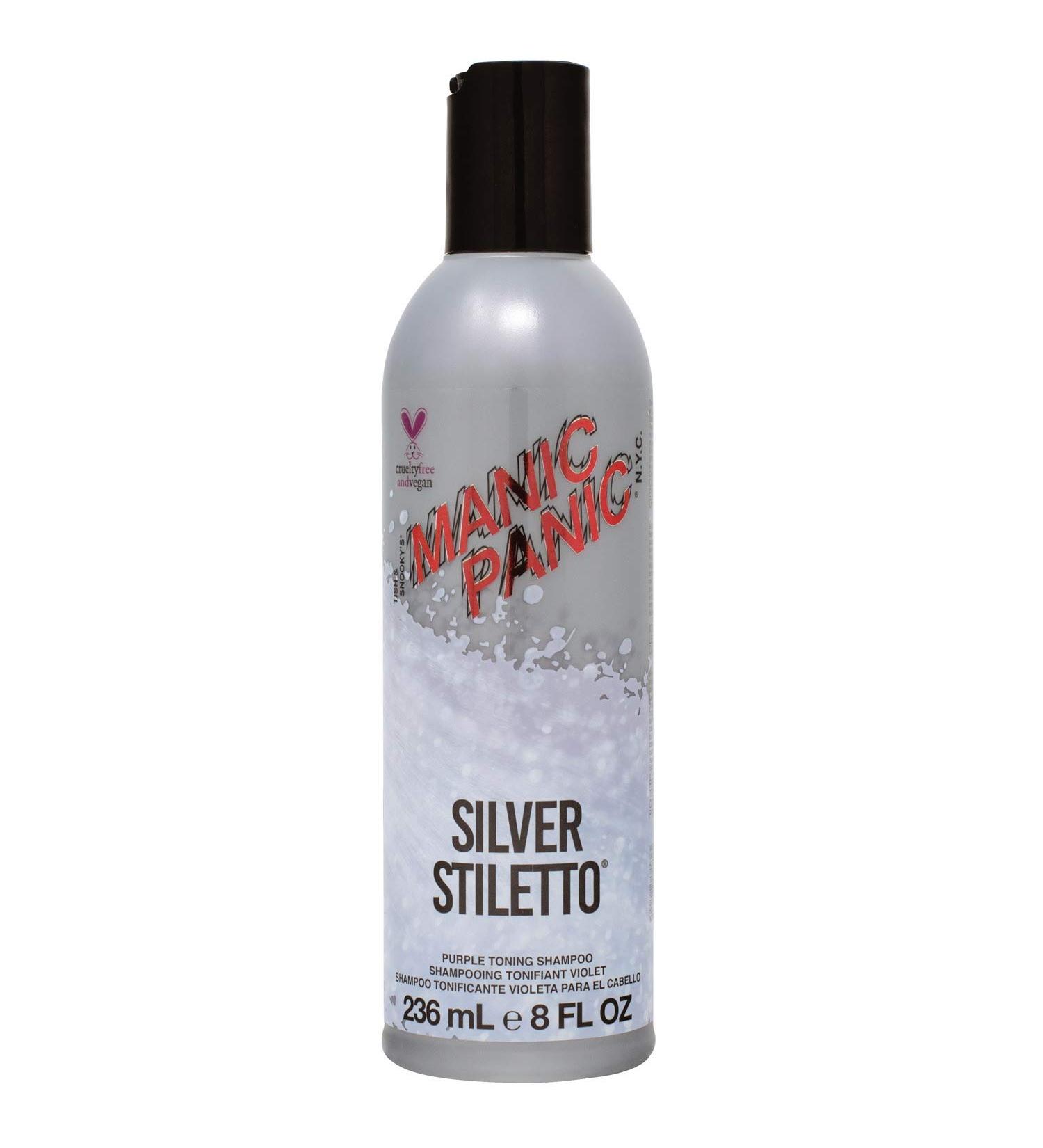 MANIC PANIC Silver Stiletto Toning Shampoo - Sulfate Free Purple Shampoo for Blondes Grey Blue & Purple Hair - Tones Brassiness (8oz - Buy Online on SooperMarket.com