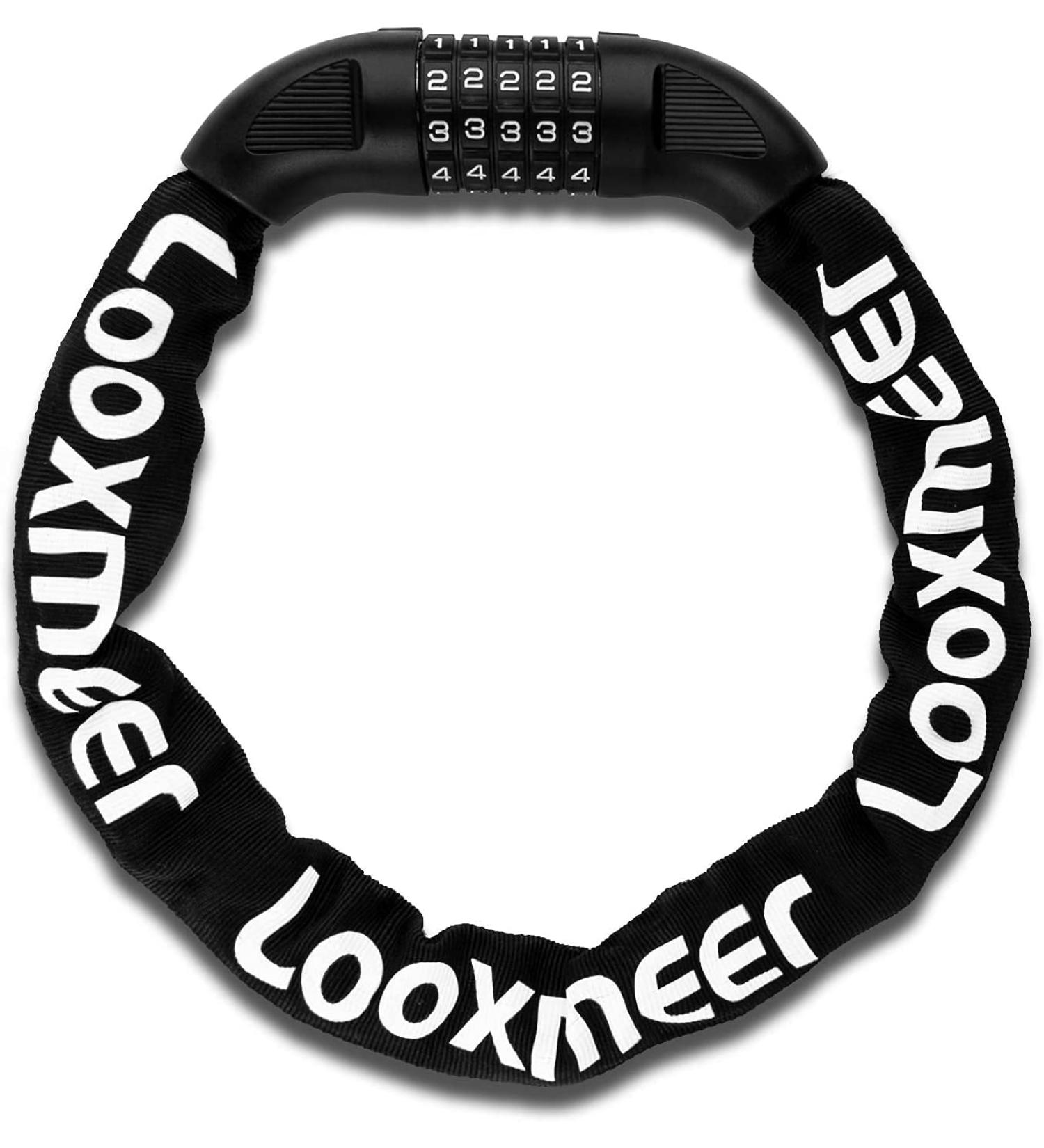 Looxmeer 90cm Bicycle Lock - High Safety Chain Lock with 5-Digit Code Hardened Steel Black - Secure Your Bike Anywhere - Buy Online on SooperMarket.com