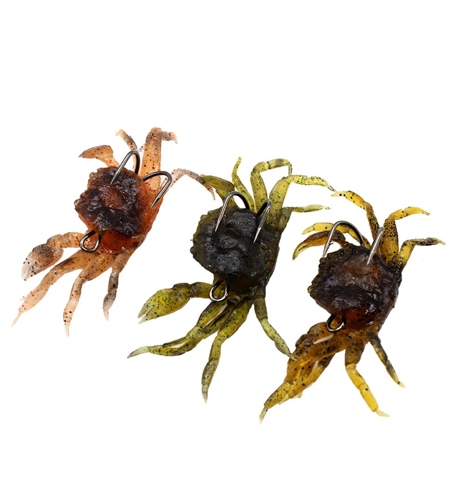 3Pcs 3D Simulation Crab Soft Lures with Sharp Double Hooks for Sea Fishing - Style3 - Buy Online on SooperMarket.com