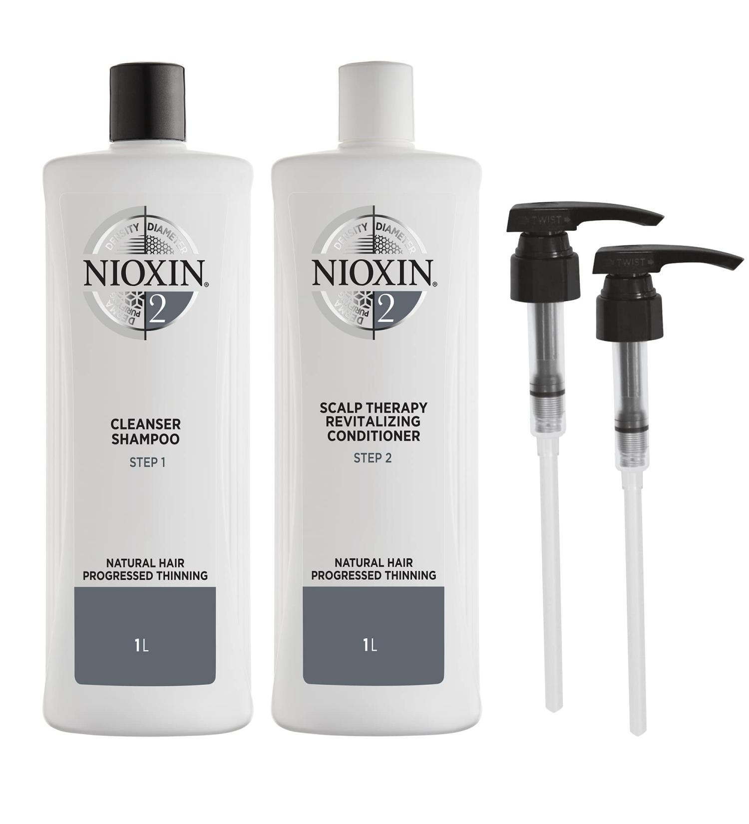 Nioxin System 2 Shampoo & Conditioner Prepack for Natural Treated Hair - 33.8 fl oz - Progressed Thinning - With Pumps - Buy Online on SooperMarket.com