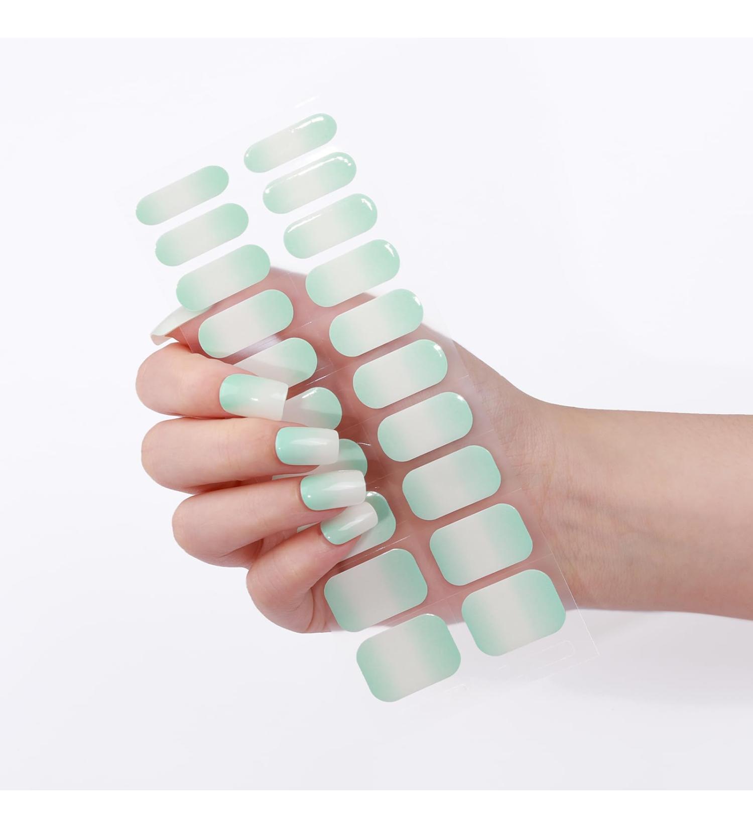 Semi Cured Gel Nail Strips Gel Nail Stickers - 16 Pcs Nail Stickers for Nail Art Soft Self-Adhesive Gel Nail Wraps Easy Apply & Remove for Salon-Quality Manicure Kit (UV/LED Lamp Required) (BSS-0367) - Buy Online on SooperMarket.com