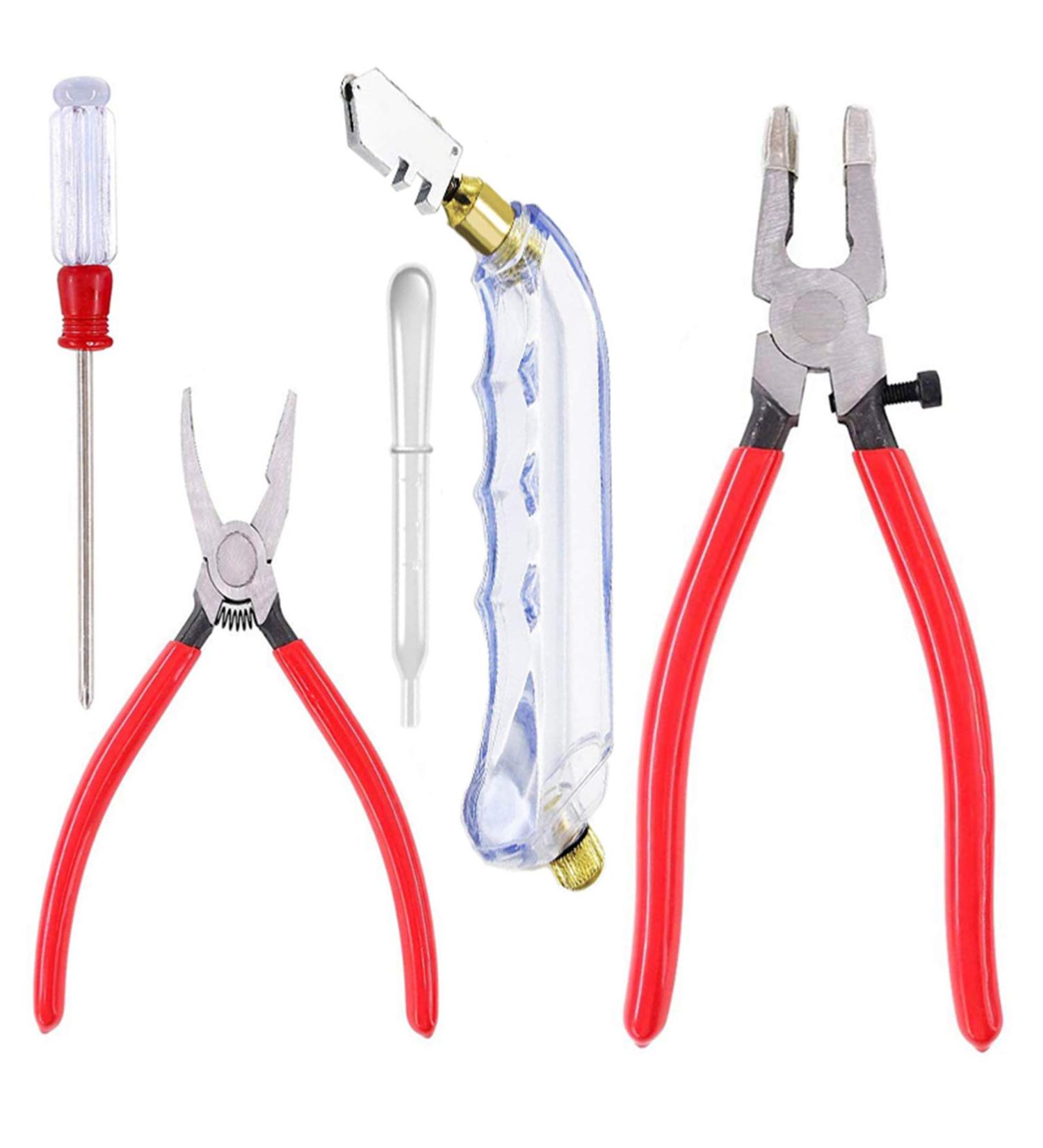 Qovydx 5Pcs Glass Grozer Running Pliers | Stained Glass Breaking Cutter Tools - Grozing Pliers with Rubber Tips - Buy Online on SooperMarket.com