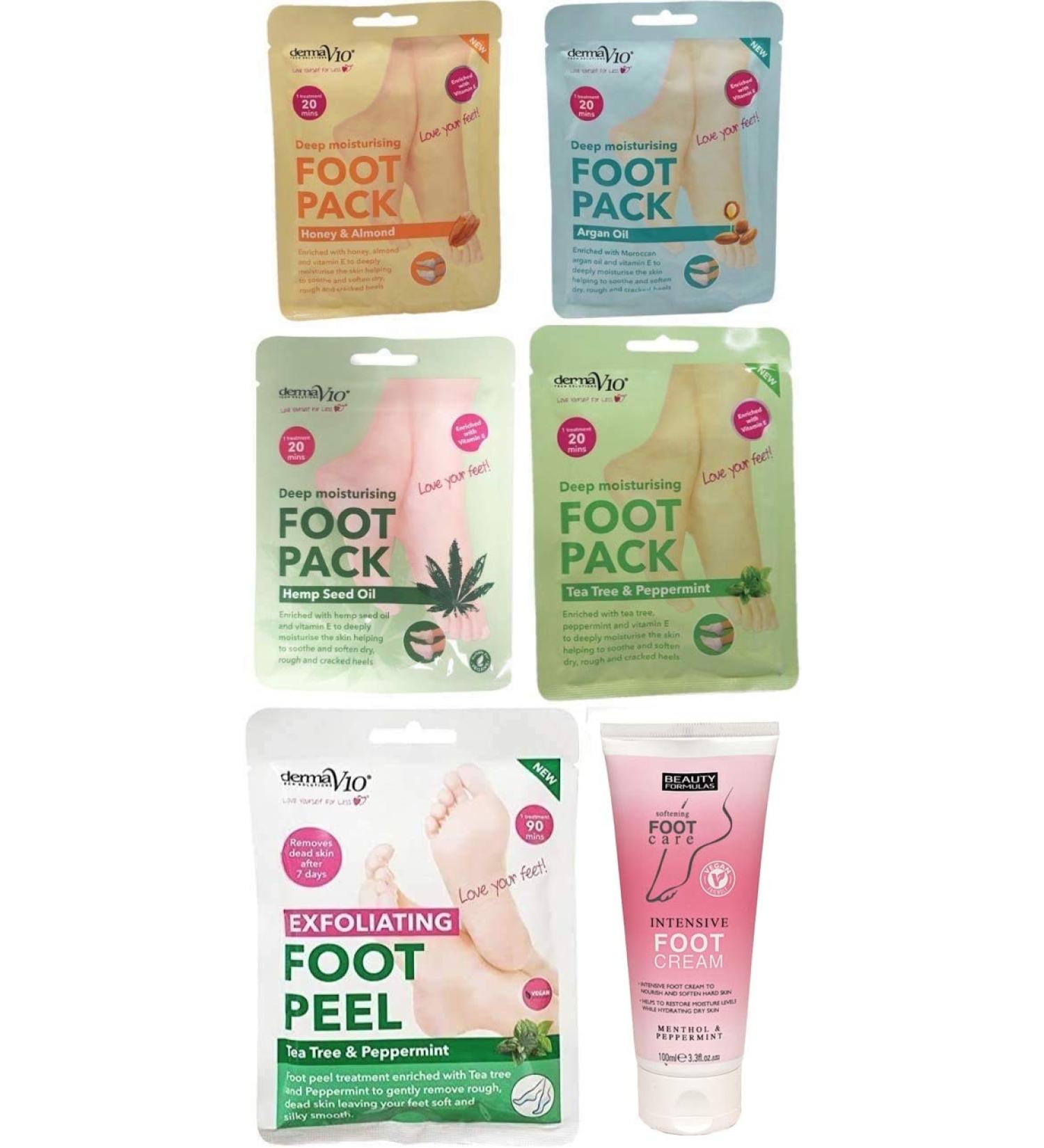 Derma V10 Foot Pack Mask (6 Pack) Deep Moisturising (Complete Foot Care Bundle) - Buy Online on SooperMarket.com