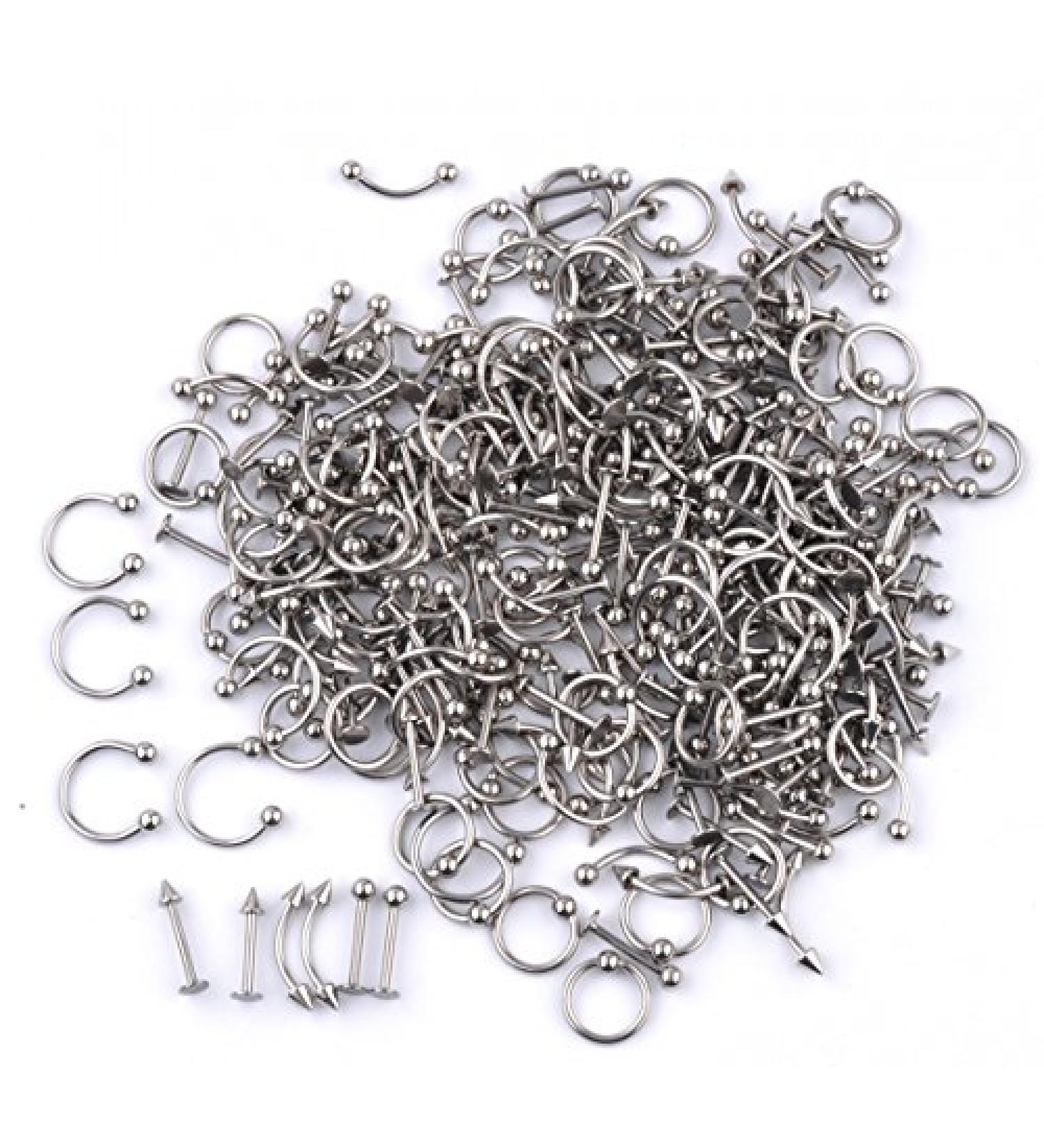 IPINK Piercing Kit 14G-16G Rainbow Surgical Steel - 50 Piece Set for Belly Button, Tongue, Eyebrow, Nipple, Lip, Nose, Chi Gauge - Buy Online on SooperMarket.com
