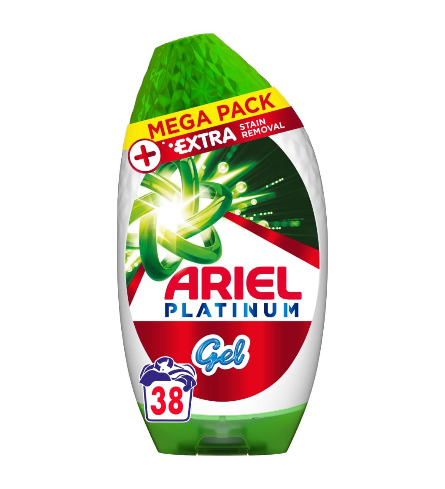 Ariel Washing Liquid Gel 38 Washes Platinum Extra Stain Removal