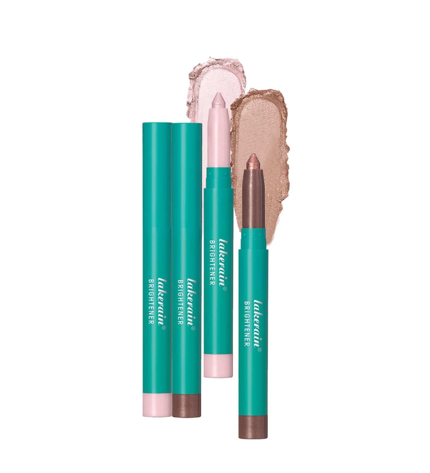 Aaiffey 2PCS Eyeshadow Stick Set Eye Brightener Stick Waterproof Glitter Eyeshadow Pencil Highlighter Eye Liner Shimmer Creamy Long Lasting Eye Makeup (1#Pink+4#Mauve Taupe) Color - Buy Online on SooperMarket.com