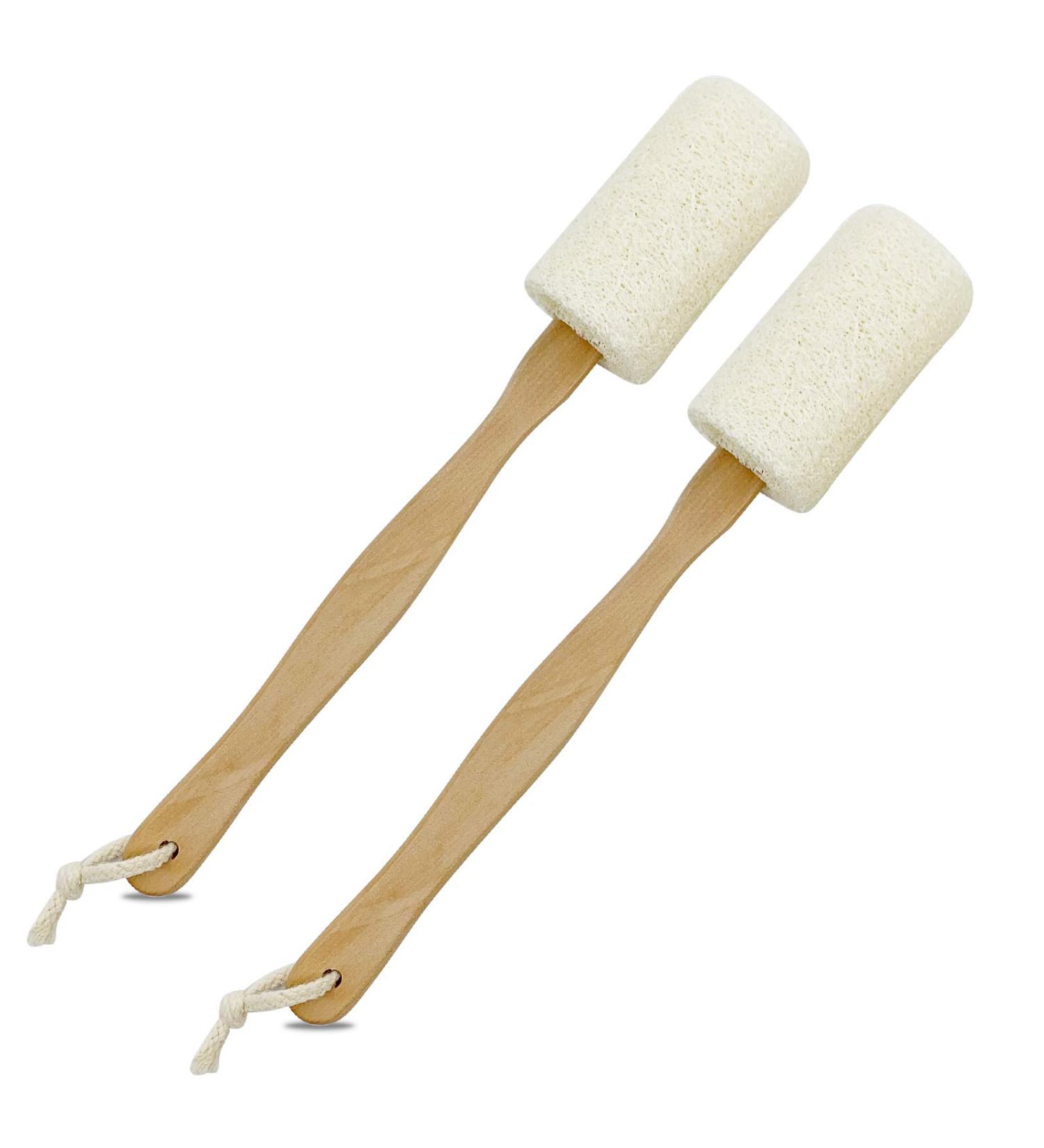 Natural Loofah Back Scrubber QpenguinBabies Loofah on a Stick with Natural Loofah Sponge Exfoliating Body Sponge Scrubber With Long Wooden Handle Back Brush For Men & Women in Bath Spa Shower 2 Pack - Buy Online on SooperMarket.com