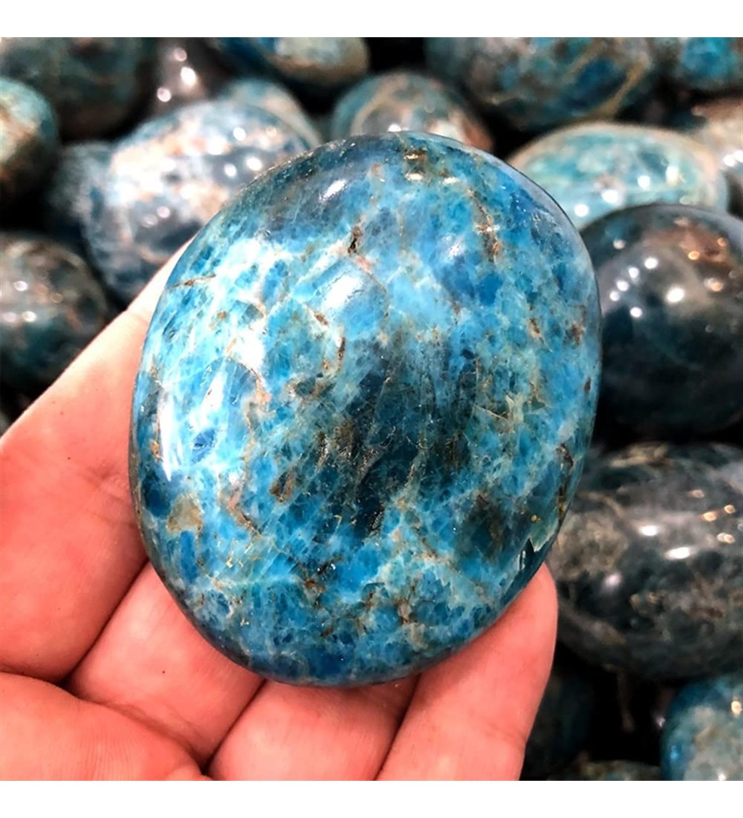 KuRkur Natural Crystals Crystal Raw Blue Apatite Hand Made Palm Stone Natural Crystal Crafts 80g-100g 1pc - Buy Online on SooperMarket.com