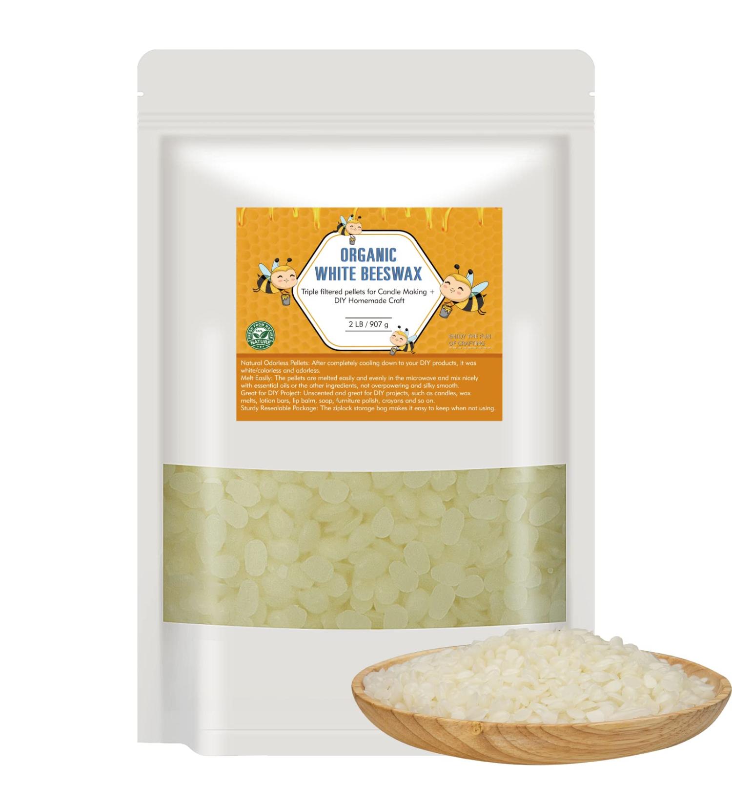 2 LB White Pure Beeswax Pellets - Triple Filtered for Skin, Hair, and DIY Care - Candle and Soap Making Supplies - Buy Online on SooperMarket.com