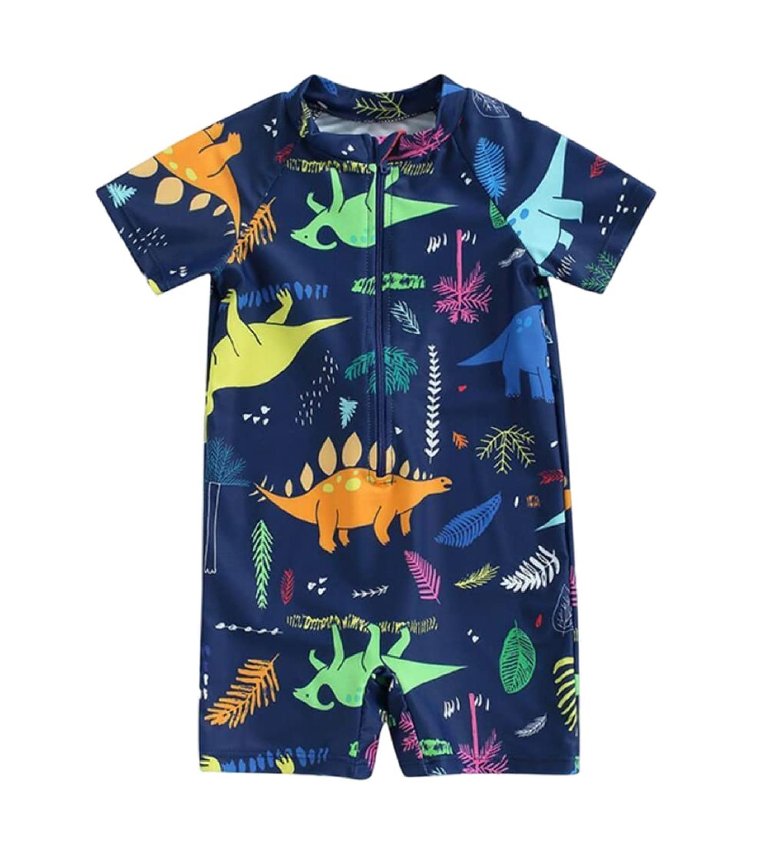 PythJooh Baby Boy Swimsuit - Zipper Rash Guard One Piece Beach Swimwear Shark Print Shorts - 0-5 Years - Navy Dinosaur - Buy Online on SooperMarket.com