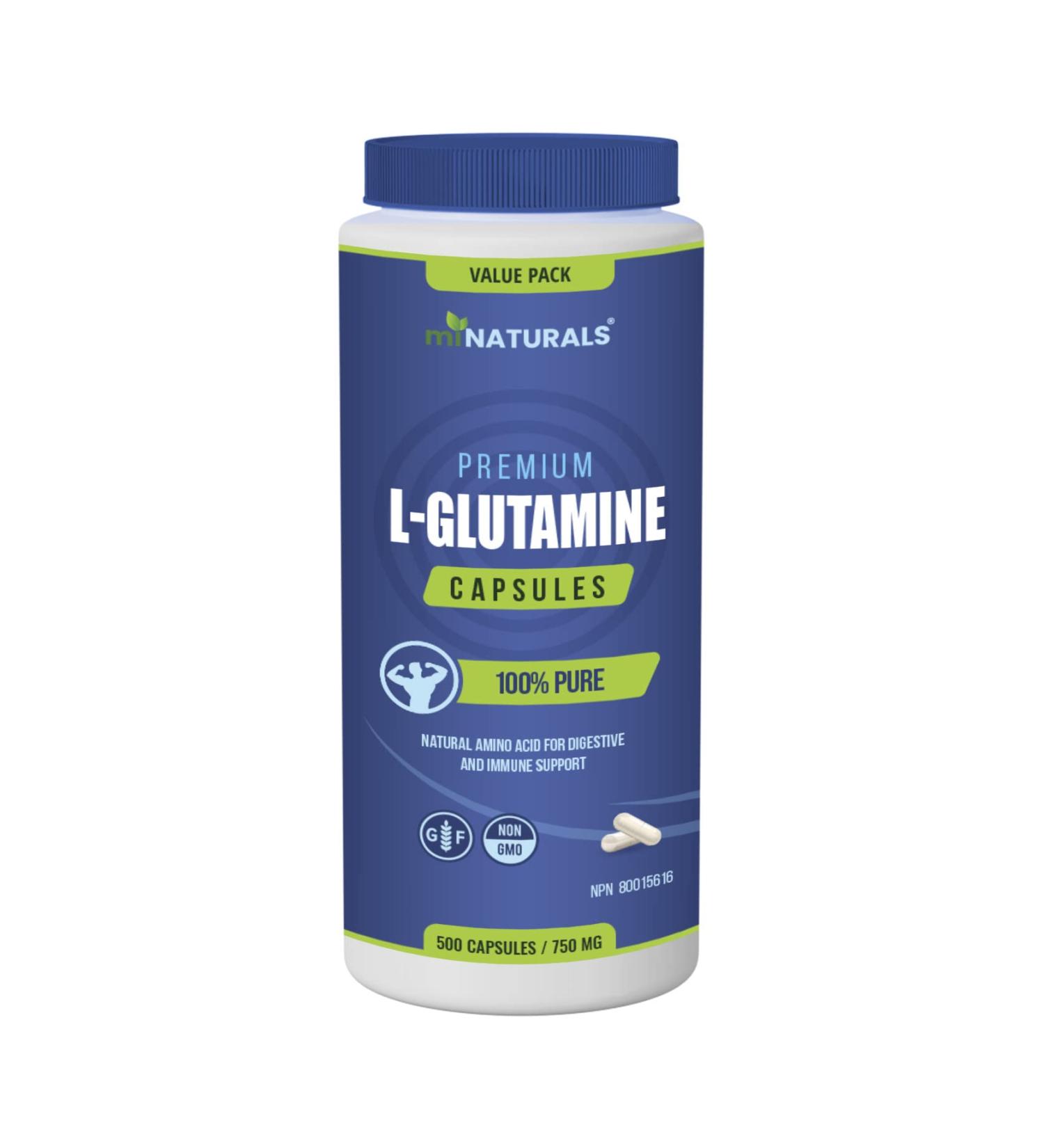 MINATURALS L Glutamine Capsules | 500 Capsules | 3000mg Per Serving| Natural Amino Acid | L Glutamine Pills Supports Digestive (Leaky Gut) and Immune Support | 62 Day Supply - Buy Online on SooperMarket.com