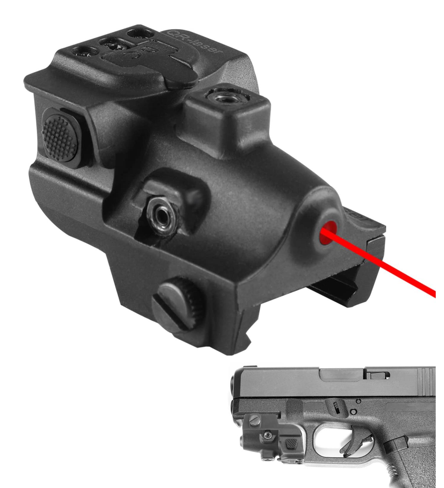 QR-Laser Ultra Compact Tactical Red/Green Pistol Laser Sight | Rechargeable Dot Sight for Pistols | Picatinny Rail | Class IIIA Less Than 5mW - Buy Online on SooperMarket.com