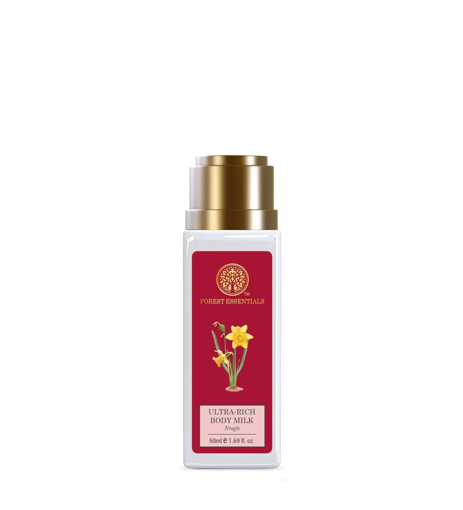 Buy Forest Essentials Travel Size Ultra-Rich Body Milk Nargis 50ml - Luxurious Body Lotion for Nourished Skin - International Shipping Available - Buy Online on SooperMarket.com
