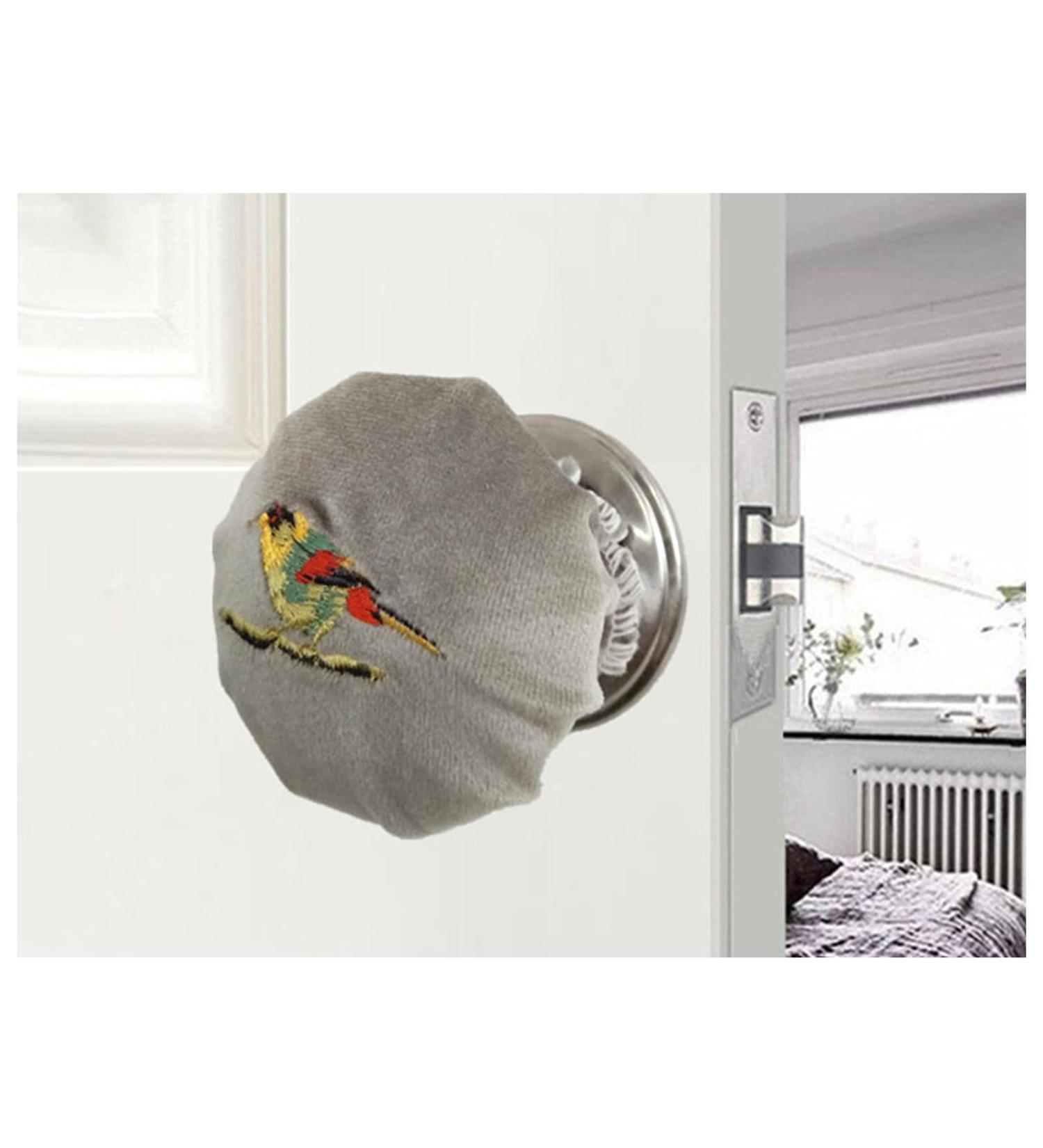 PANSHA Door Knob Cover Grey with Bird Embroidered 2 PCS  Soft Velvet Wall Protector  Decorative Door Handle Cover for Summer Anti Scald and Winter Anti Freeze Hands Gray - Buy Online on SooperMarket.com