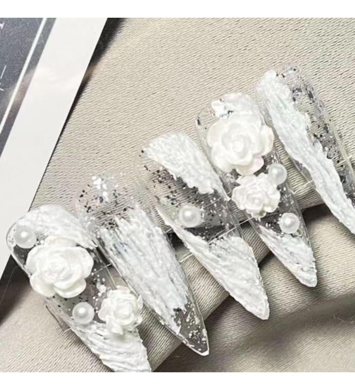 Temperament-enhancing manicure handmade camellia plaster manicure wearing nail patch European and American bride manicure.(M) - Buy Online on SooperMarket.com