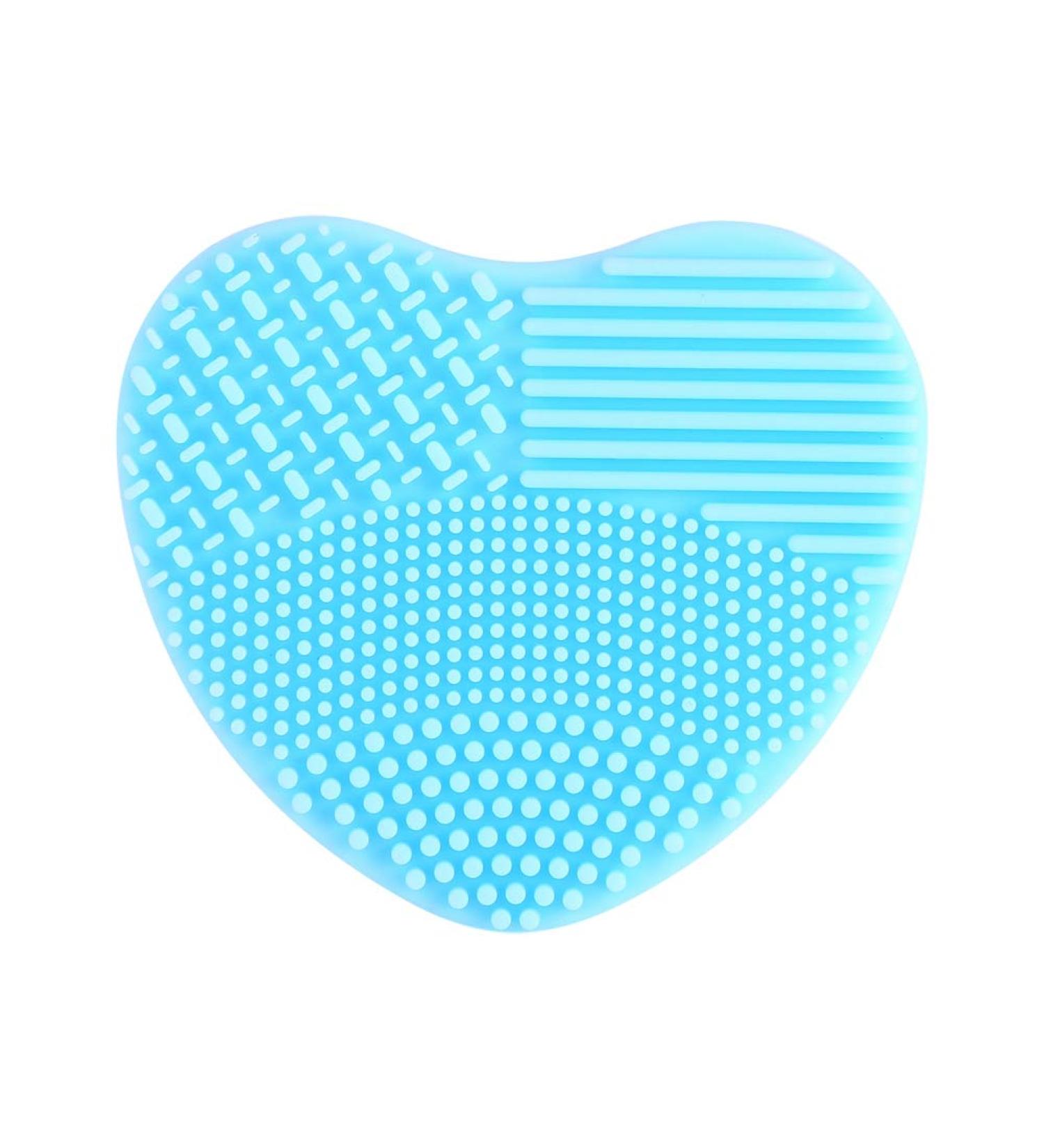 LIZEALUCKY Silicone Makeup Brush Cleaner Scrubber Cosmetic Cleaning Pad and Quick Color Removal Sponge Heart Shaped Washing Scrubber Mat(Blue) - Buy Online on SooperMarket.com