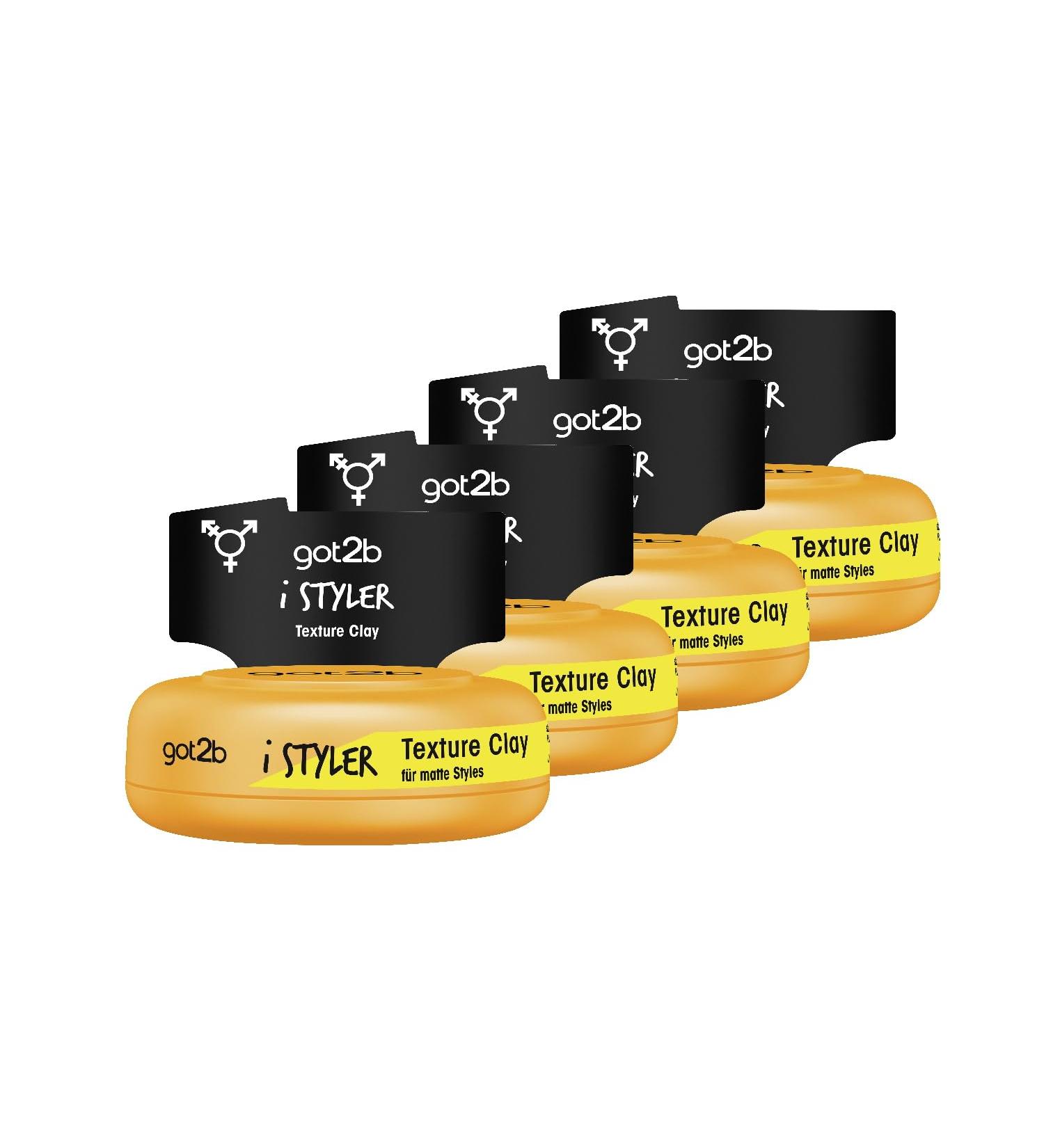 GOT2B Schwarzkopf Istyler Texture Clay Stop 4 - Matte Hair Cream for Men | 4 Pack (4x 75 ml) - Textured Styling Paste - Buy Online on SooperMarket.com