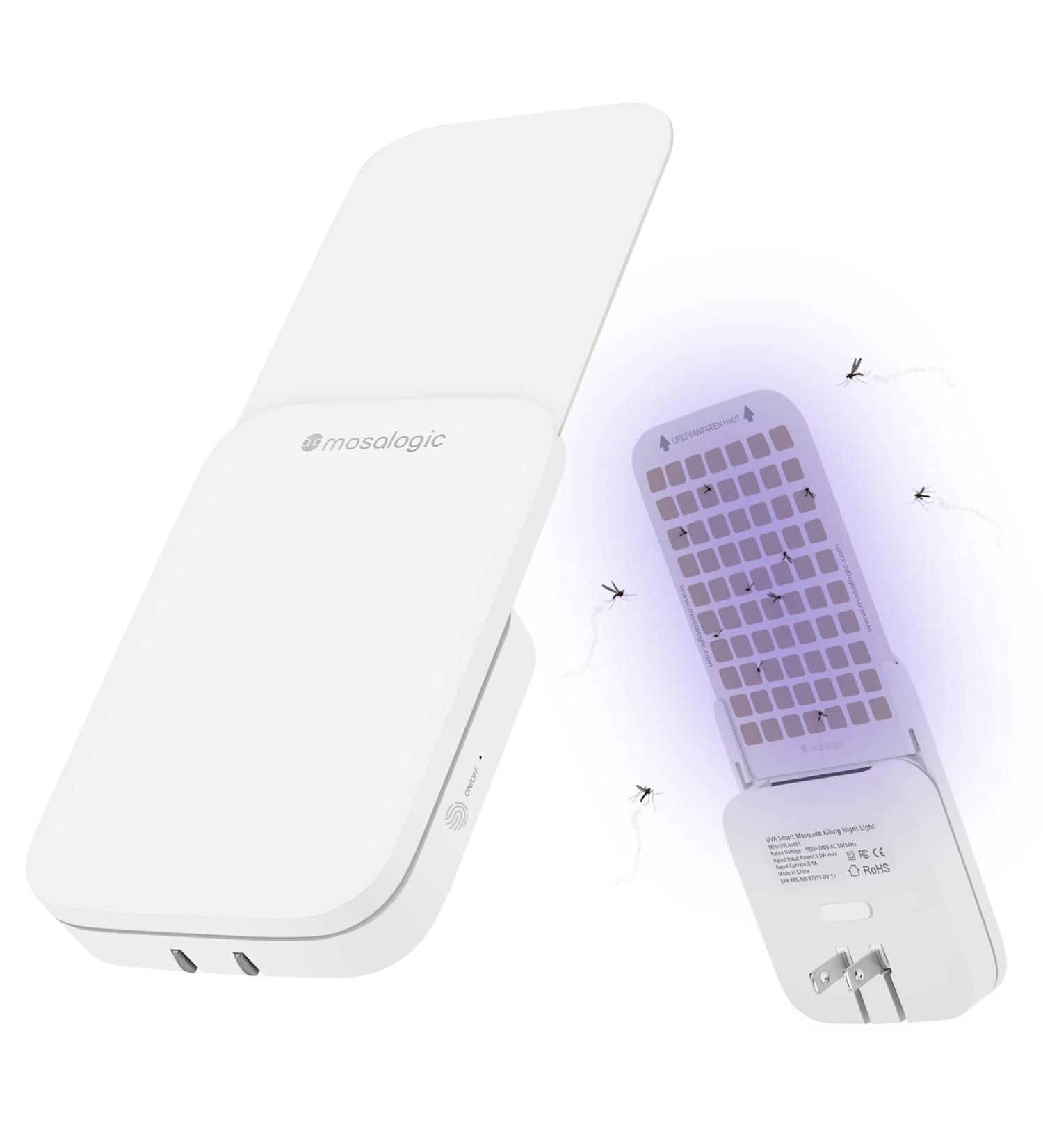 Mosalogic Plug-in Flying Insect Trap - Indoor Mosquito Killer with UV Attractant & Night Light - Gnat, Moth, Fly Catcher for Home & Office (1 Pack, White) - Buy Online on SooperMarket.com