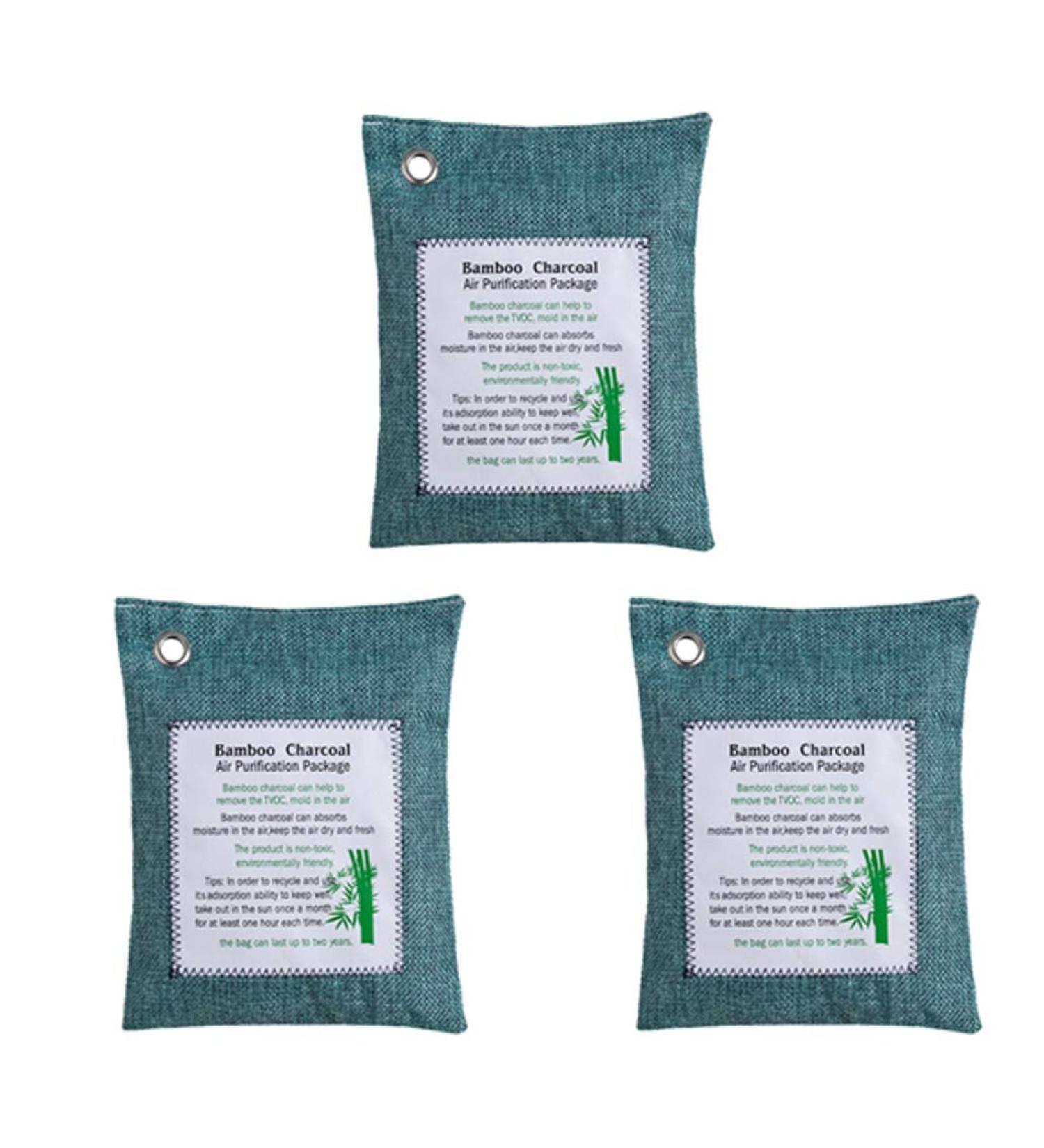 Buy Bamboo Coal Air Purification Bags - Activated Carbon Smell Absorbers & Moisture Removers (3 Pack 200g) for Home & Car | Eco-Friendly Fresheners - Buy Online on SooperMarket.com