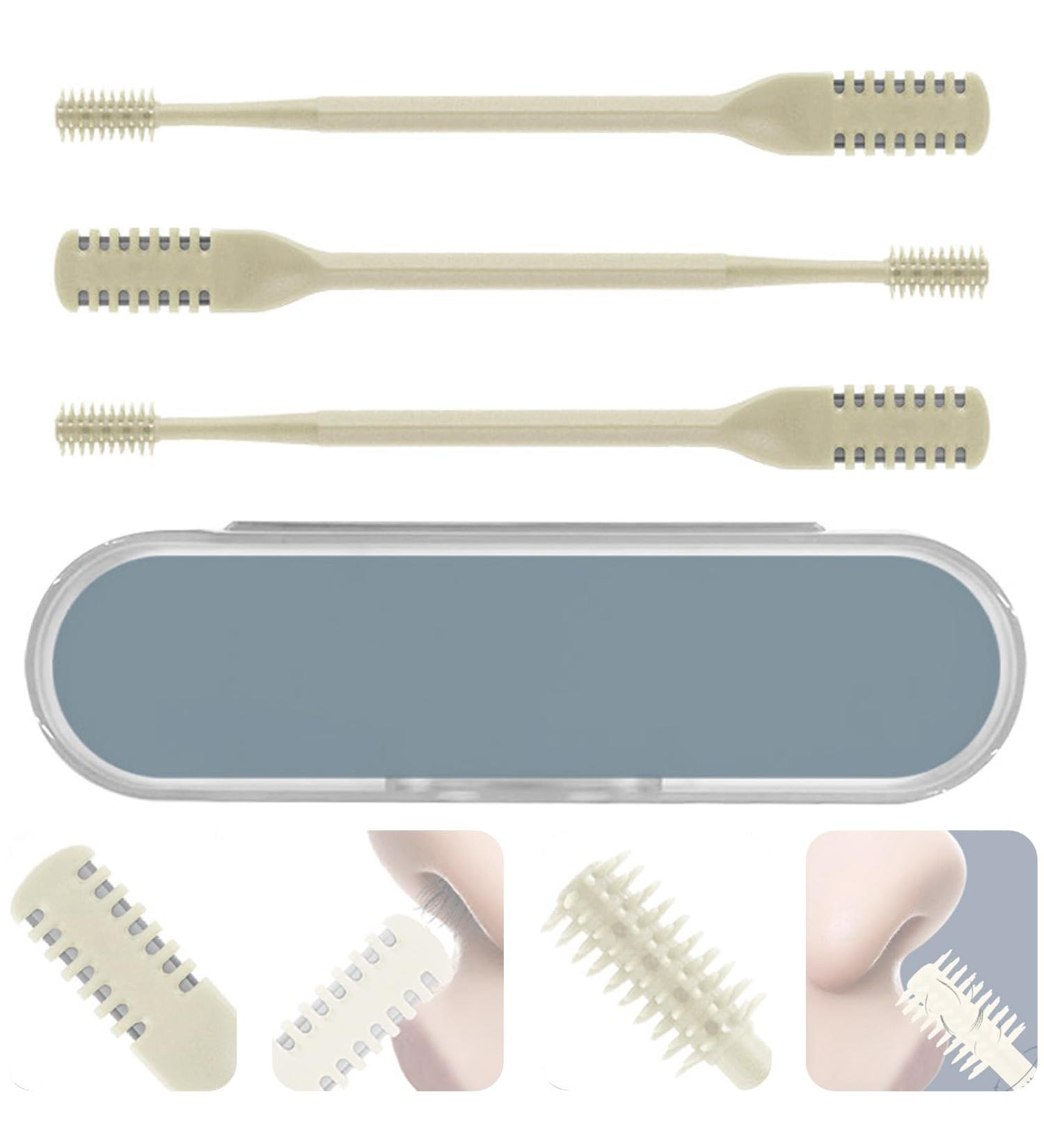 LIEUDAGE Nose Trimmers - Compact Waterproof Painless Manual Nose Hair Scissors for Men with Dual-Edged Blades & Soft Silicone Bristle Cleaners - International Shipping Available - Buy Online on SooperMarket.com
