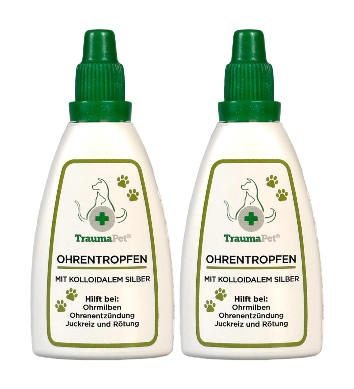 Traumapet 2x Ear Drops Colloidal Silver for Dogs & Cats - 2x 50ml Ear Cleaner Benefit Pack - Buy Online on SooperMarket.com