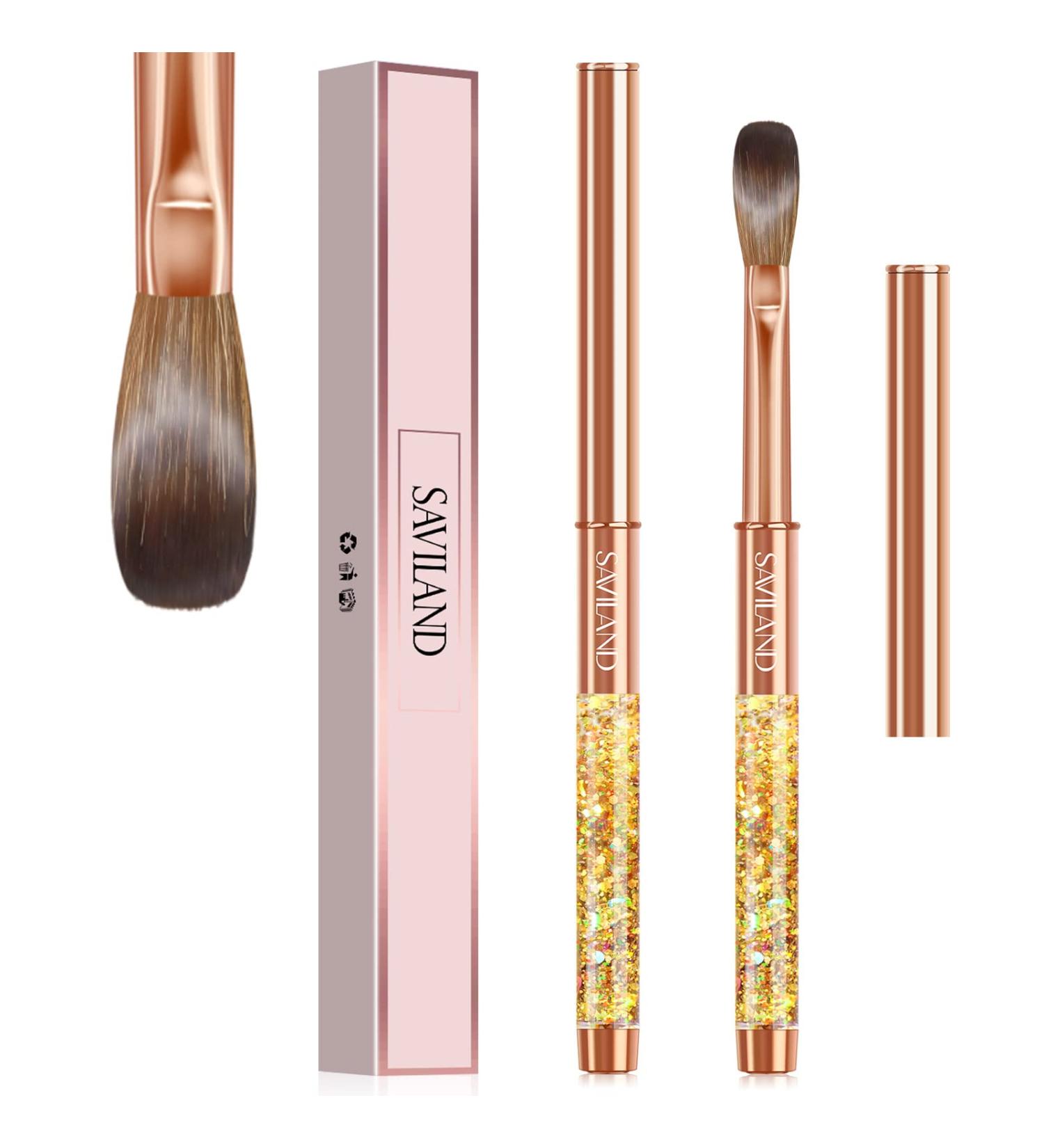 Saviland Size 12 Kolinsky Acrylic Nail Brush - Professional 100% Pure Kolinsky Oval Brush with Golden Handle and Rhinestone Accent - Ideal for Acrylic Application - Nail Art Tool - Buy Online on SooperMarket.com