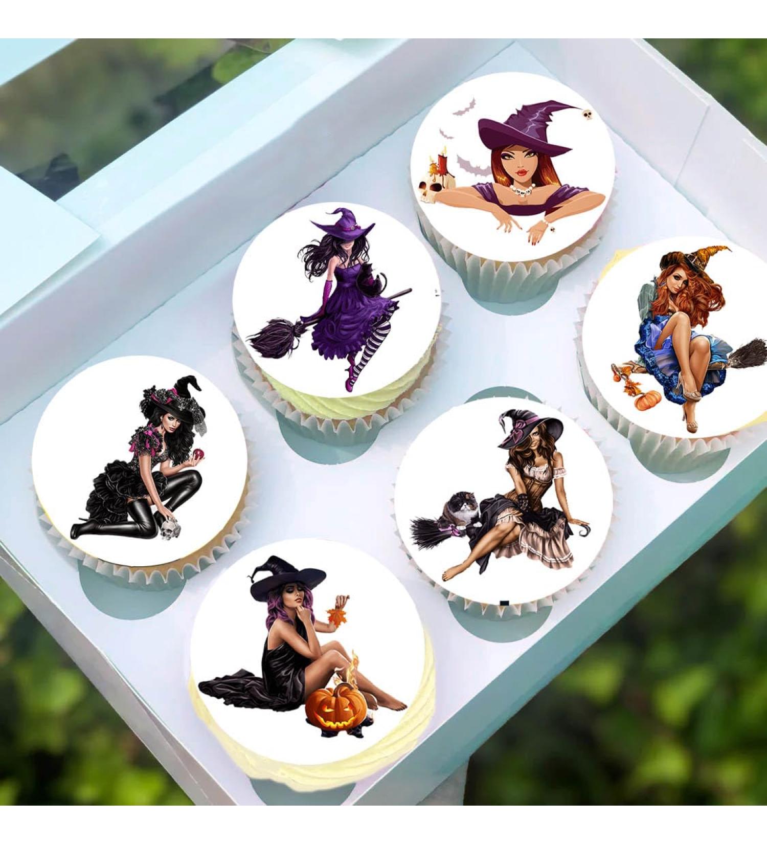 24 x Pre-Cut Halloween Mix 12 Edible Stand up Wafer/Rice Paper Cupcake Toppers Birthday Party Cake Decorations Witches - Buy Online on SooperMarket.com