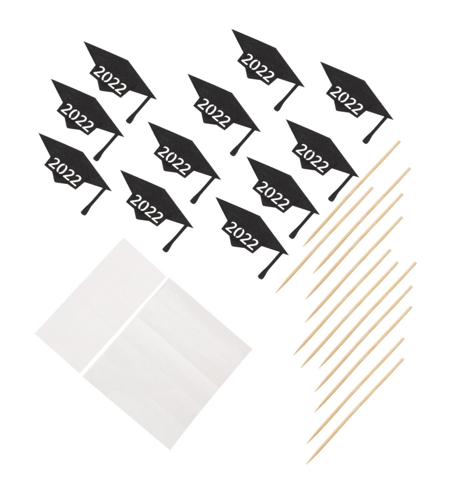 Vaguelly 30pcs 2022 2022 Cake Inserts Cake Ornament Cupcake Topper Capacillos Para Cupcake Graduation Cap Decorations Mini Paper Cups Graduation Cake Decor Baking Paper Bamboo Stick - Buy Online on SooperMarket.com