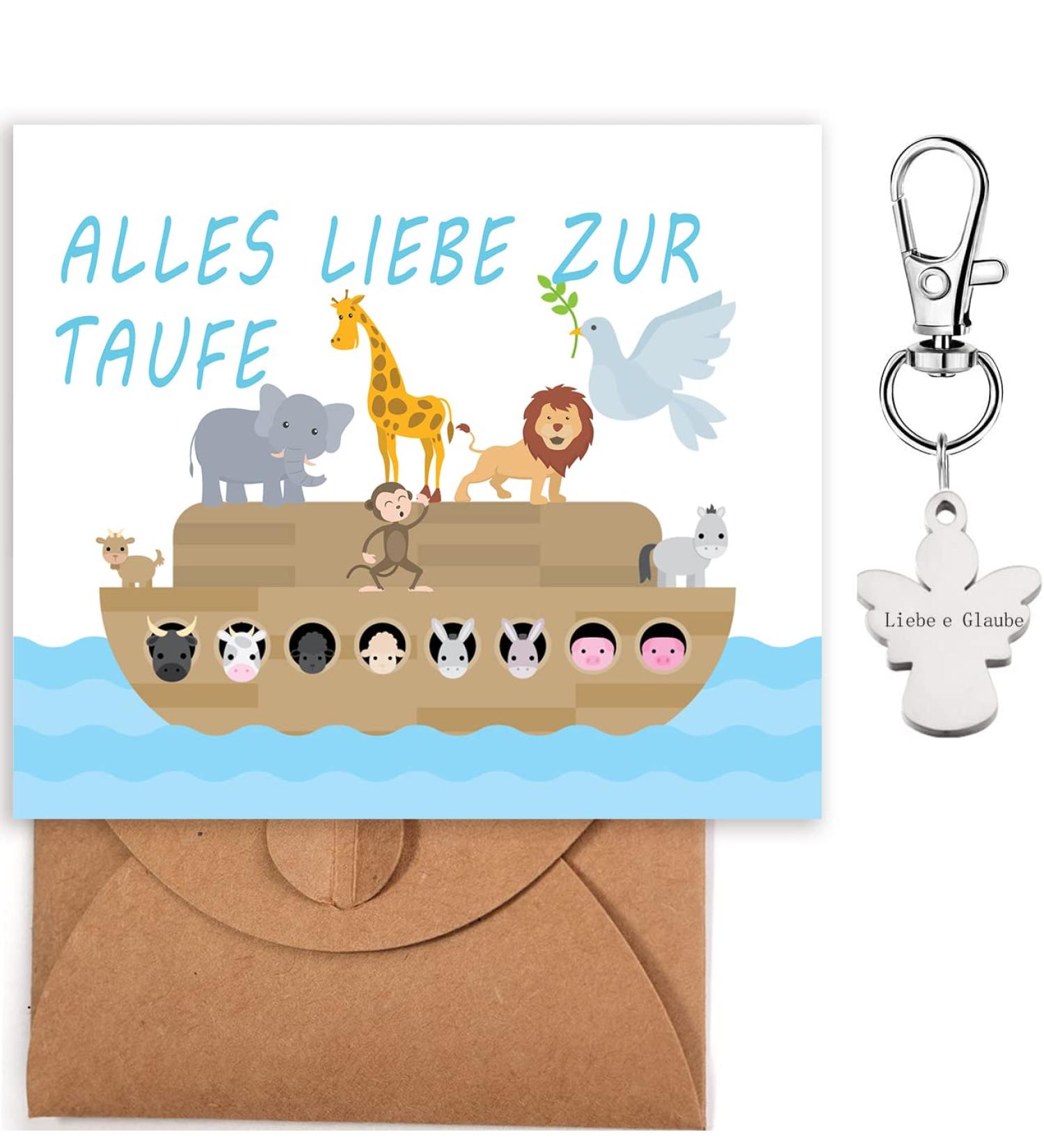 Guardian Angel Keychain & Folding Card Perfect Baptism Gift for Boys & Girls | Celebrate with Noah's Ark Design - Buy Online on SooperMarket.com