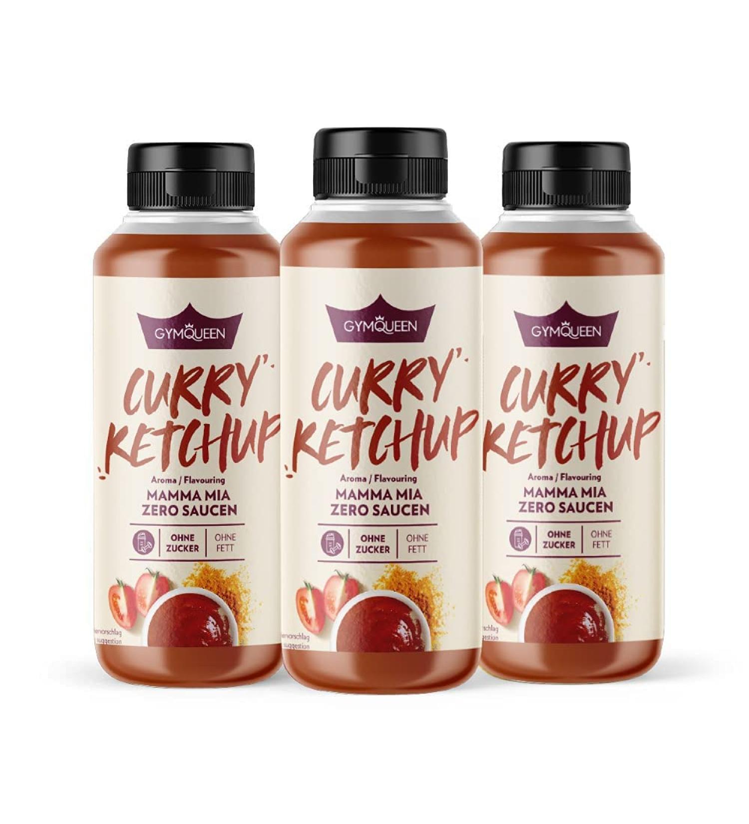 Gymqueen Mamma Mia Zero Sauce 3x265ml - Low-Calorie Fat-Free Sugar-Free Curry Ketchup for Salads & Dishes - Vegetarian & Lactose-Free - Buy Online on SooperMarket.com