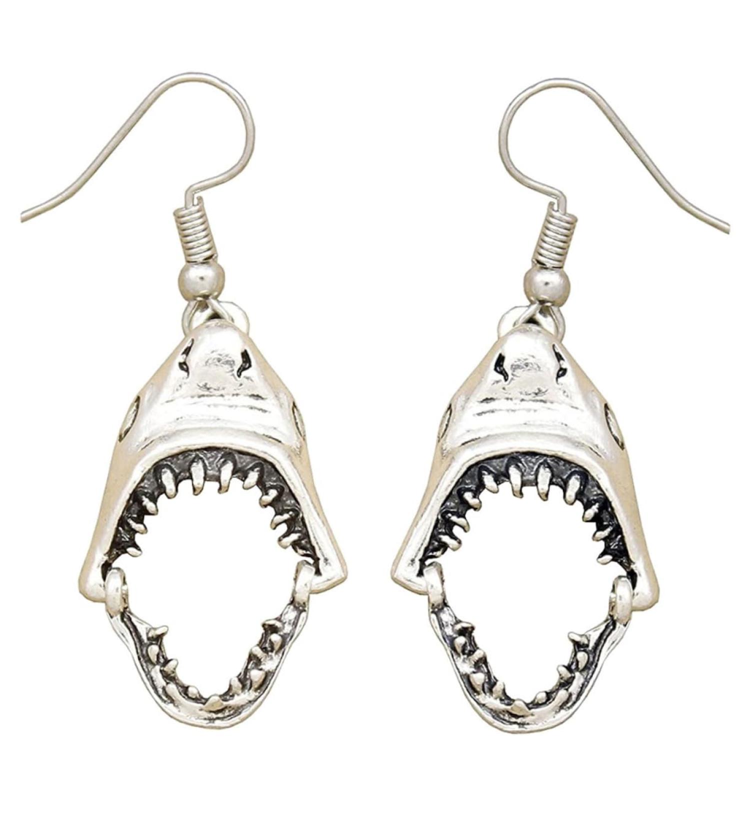 PACKOVE Sterling Silver Earrings 1 pair Earbobs Woman Earrings Girl Fashion Eardrop Mouth Shark for Silver Dress Dangler Night - Buy Online on SooperMarket.com